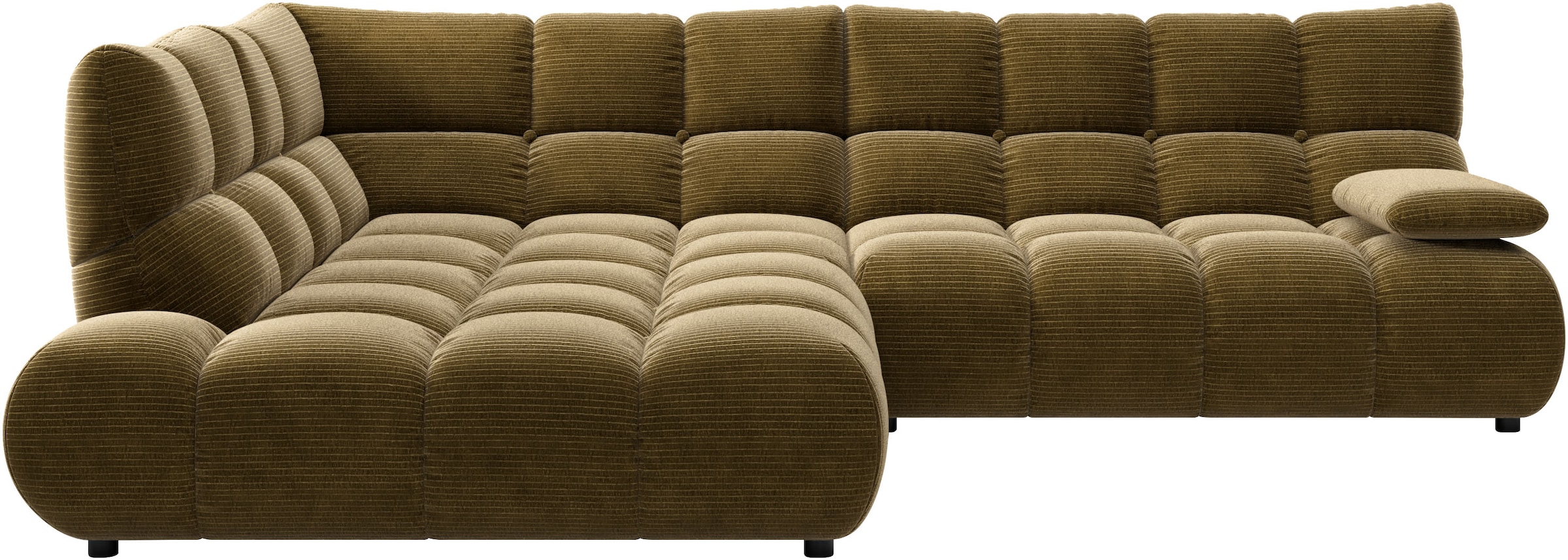 Image of Home affaire Ecksofa "Cozy Bubble, mit klappbarer Armlehne, Breite 289 cm" mit eleganter Steppung, Rundumbezug & weicher Polsterung