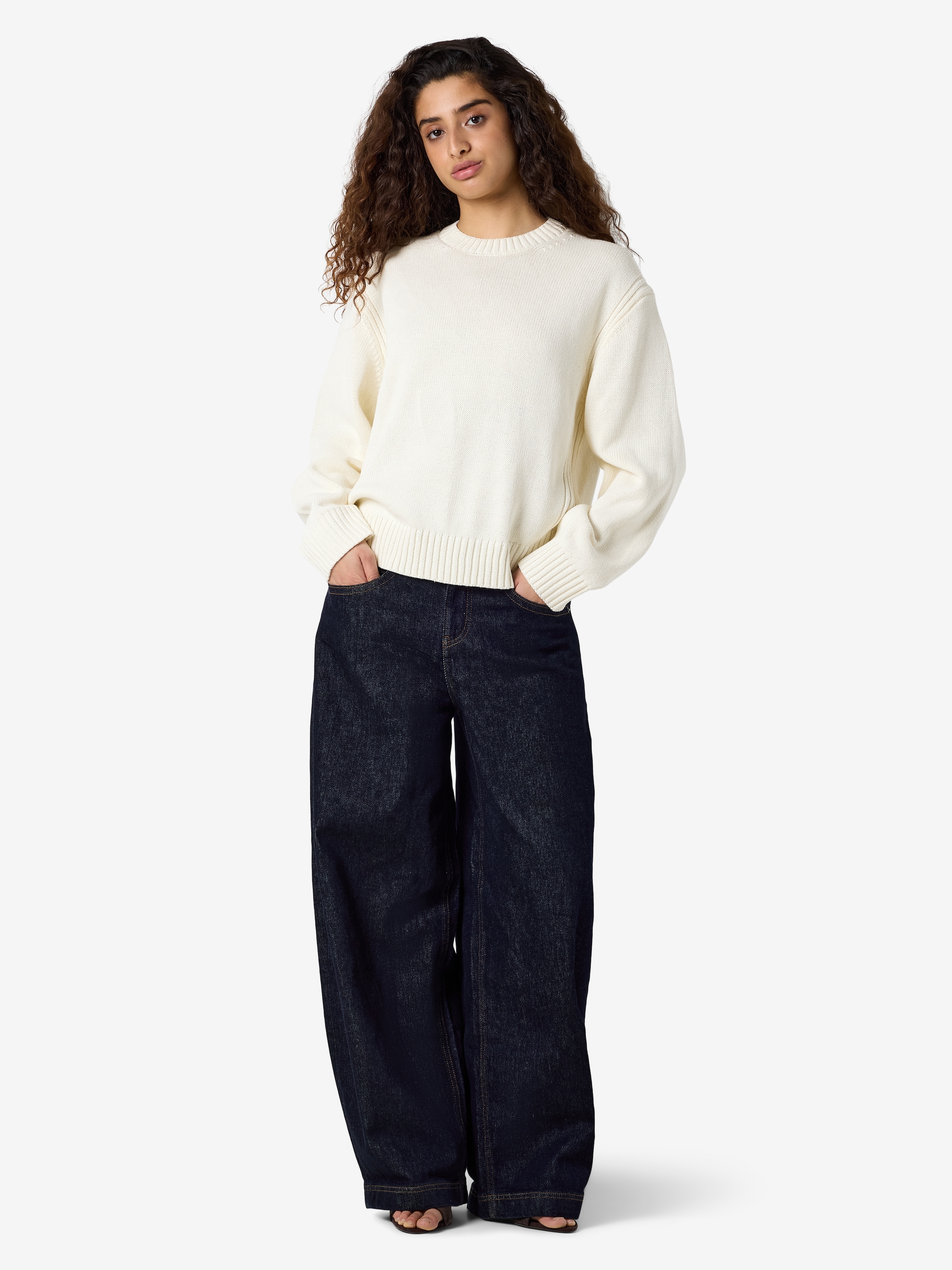 Noisy may Pull à col rond »NMDARA L/S O-NECK KNIT NOOS« mélange coton, coupe régulière