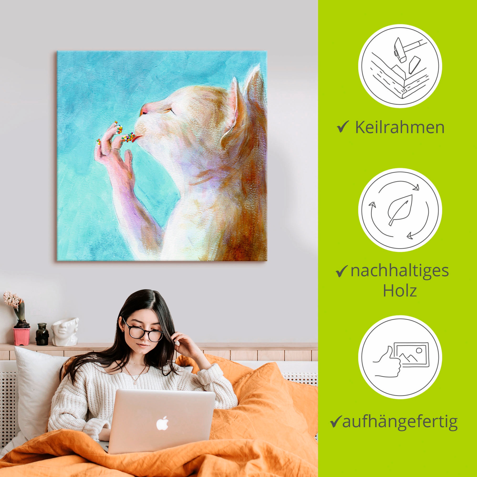 Artland Leinwandbild »Naschkatze« Haustiere 1 Stk. tlg. als Leinwandbild, Poster, Wandaufkleber in verschied. Grössen