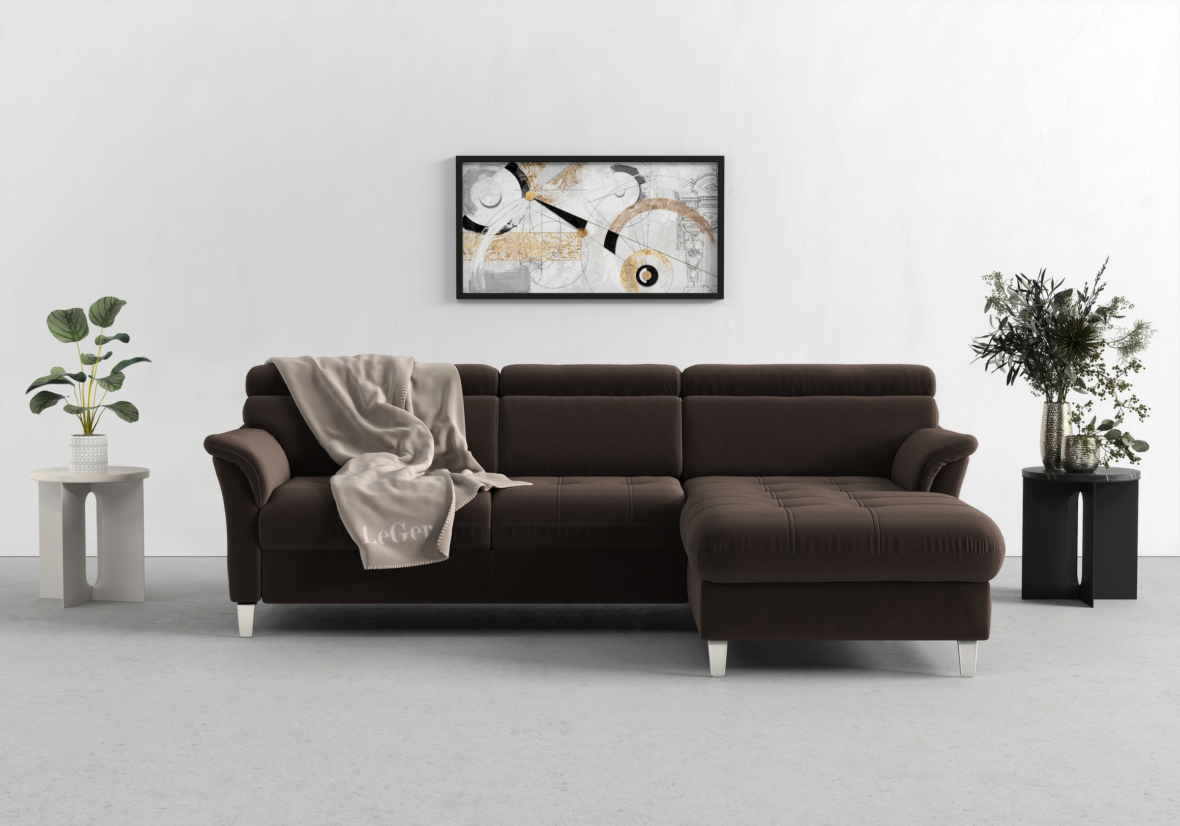sit&more Ecksofa »Marano L-Form«, inklusive Kopfteilverstellung, wahlweise mit Bettfunktion, Bettkasten