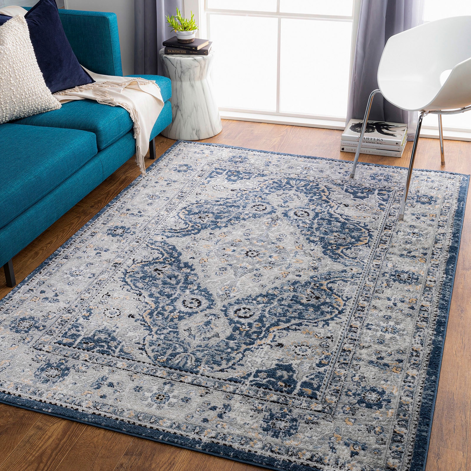 Image of Livabliss Teppich "VIENNA" rechteckig 10 mm Höhe Boho Kurzflor Orientteppich, Wohnzimmer, Schlafzimmer, Blau