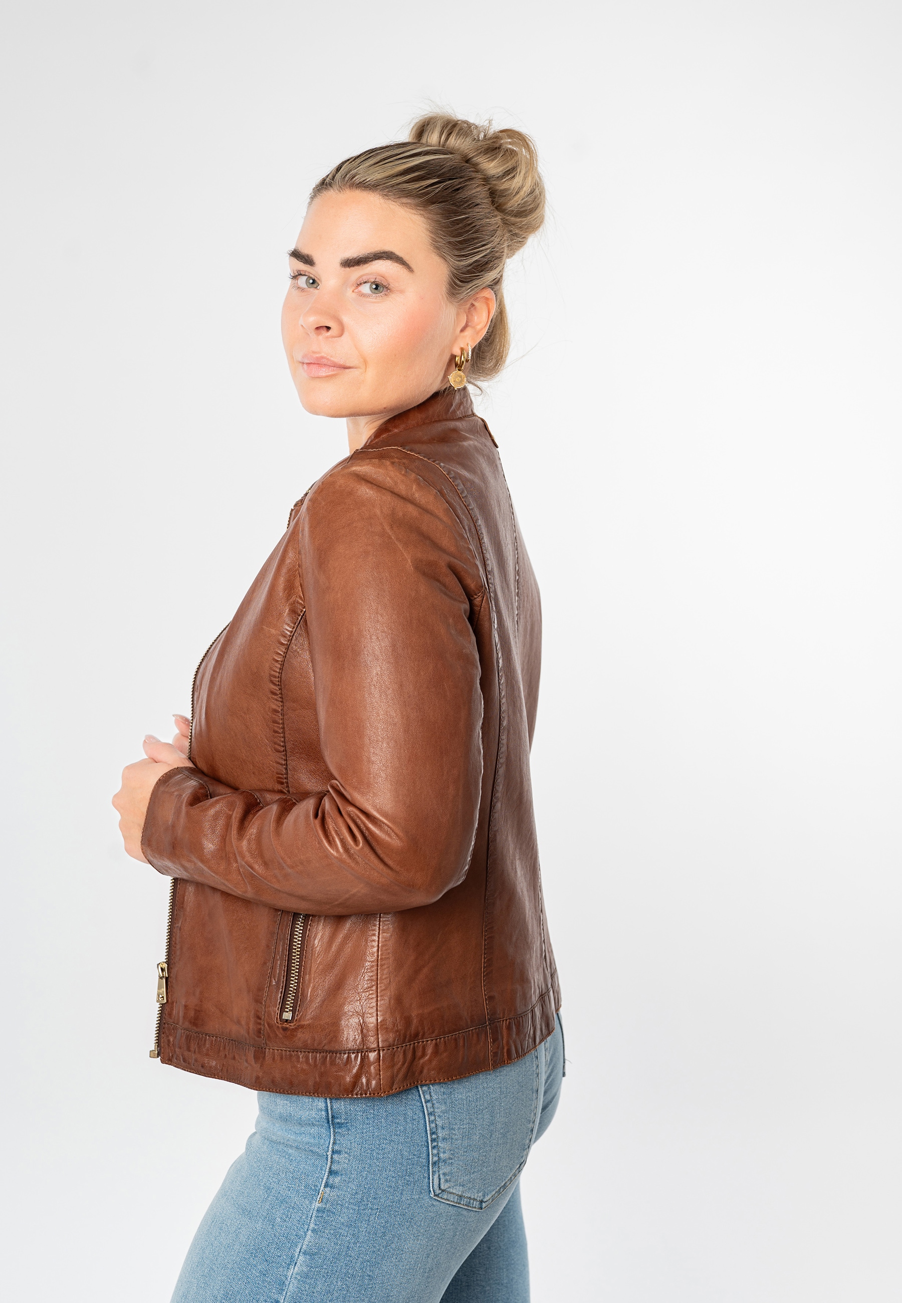 Mauritius Veste en cuir »MWKawira« mit Stehkragen