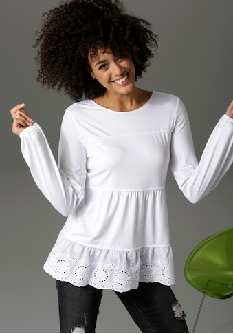 Aniston CASUAL Shirtbluse, mit hochwertiger Spitze am Saum kaufen