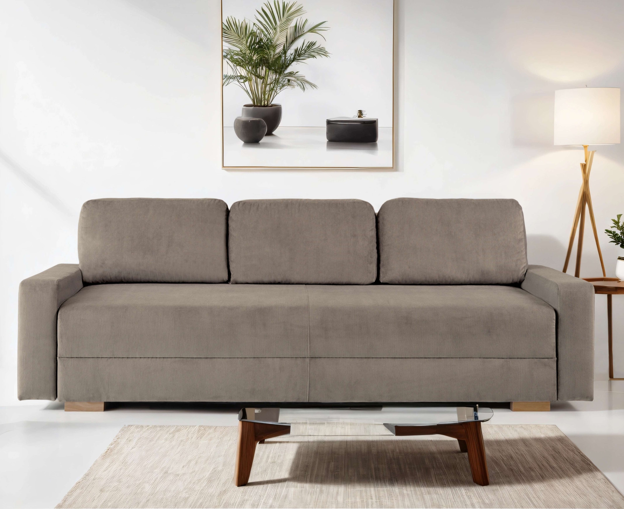 Image of Home affaire 3-Sitzer "SHERIDIAN Schlafsofa mit Bettkasten, in Feincord & Velvet" mit Wellenunterfederung, moderne Bezüge, B/H/T 225/94/80