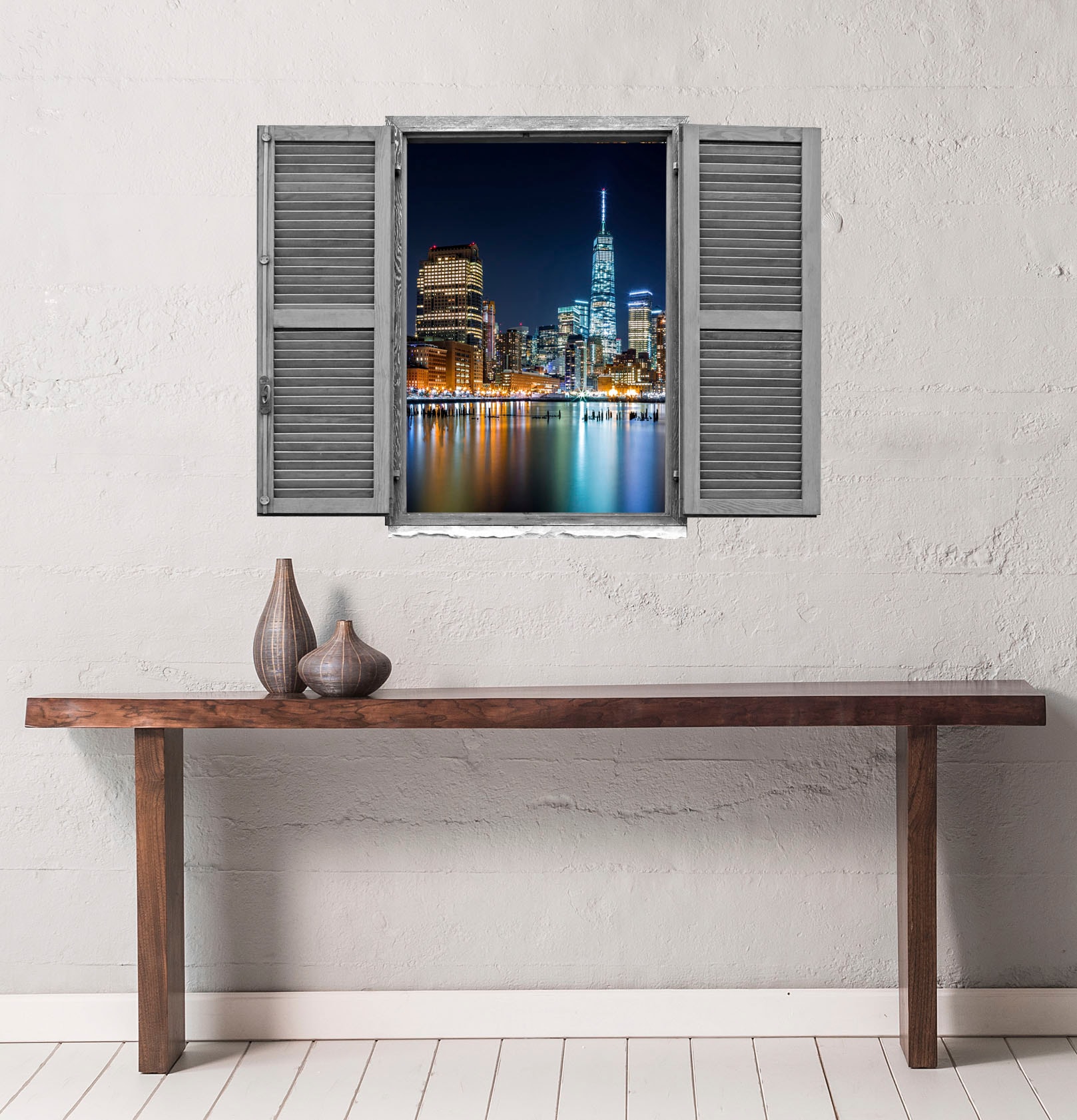 queence Wandtattoo »Grossstadt« Wandsticker, Wandbild, selbstklebend, 3D, Fenster