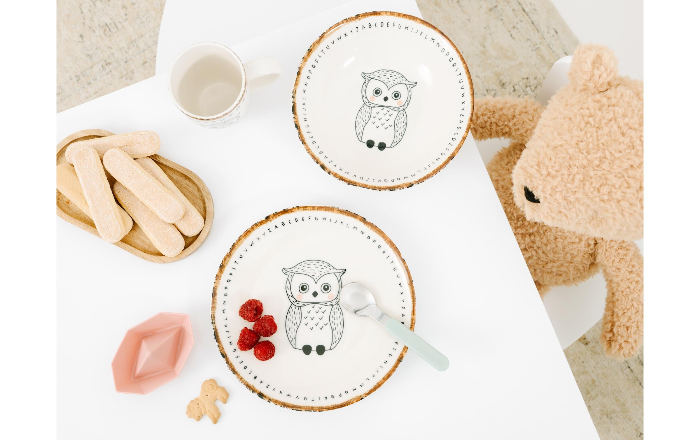 CreaTable Set de vaisselle pour enfants »Freunde des Waldes Eule Steinzeug, 3-tlg«