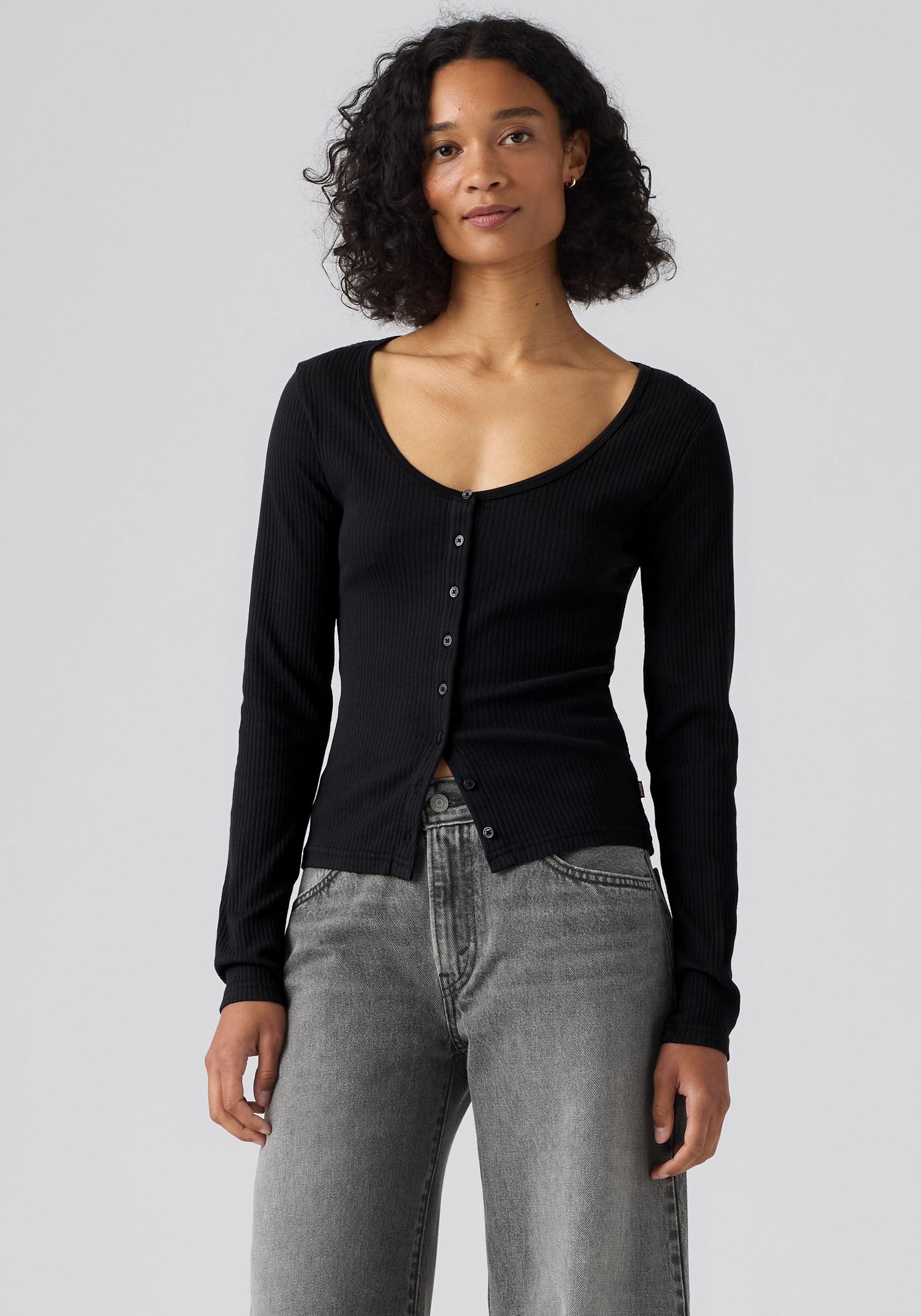 Image of Levis Langarmshirt "AUSTEN BUTTON THROUGH LS" Feinripp
