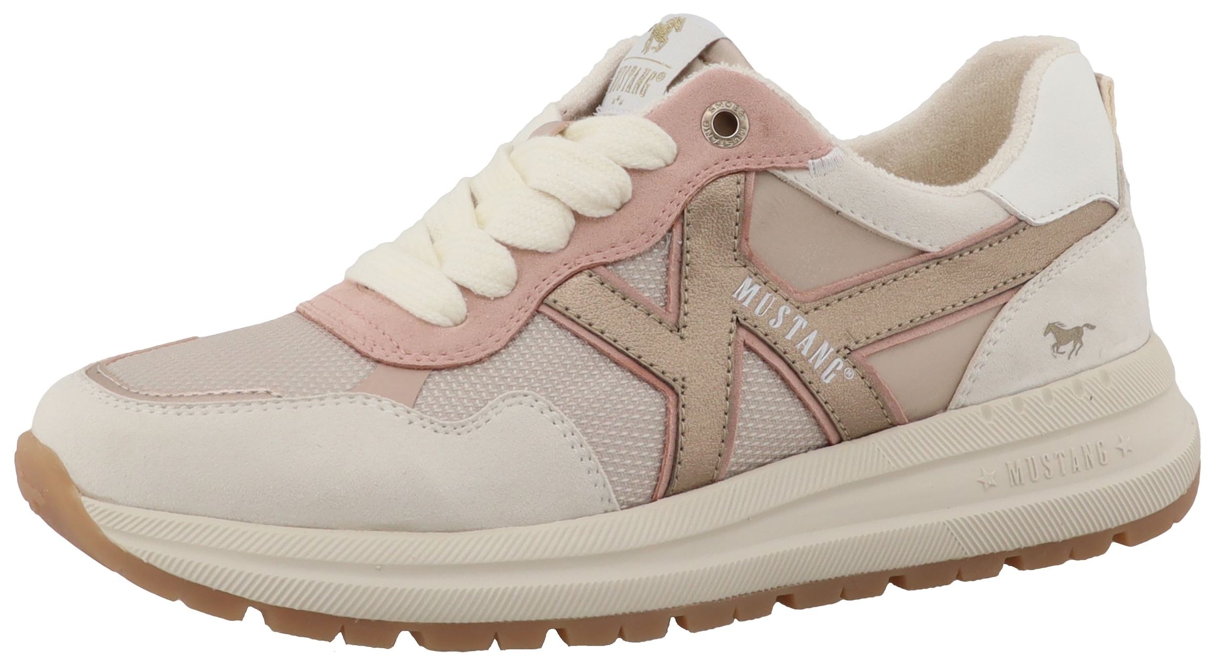 Image of Mustang Shoes Keilsneaker "Nilda" Schnürschuh, Halbschuh mit pastellfarbenen Kontrastbesätzen
