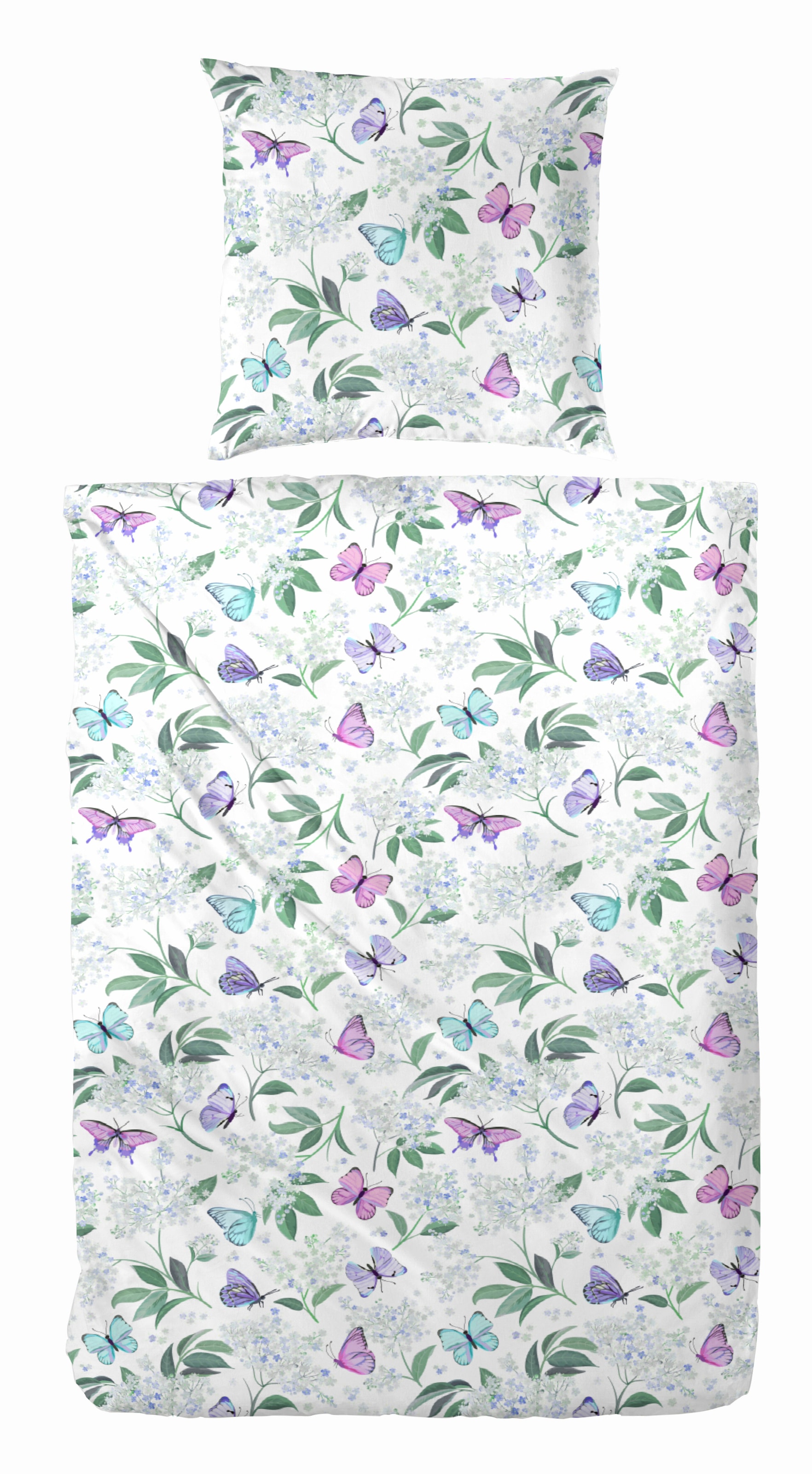 Image of Primera Bettwäsche "Primera Renforce-Bettwäsche Tuffy" 2 Stk. mit süssen Schmetterlingen