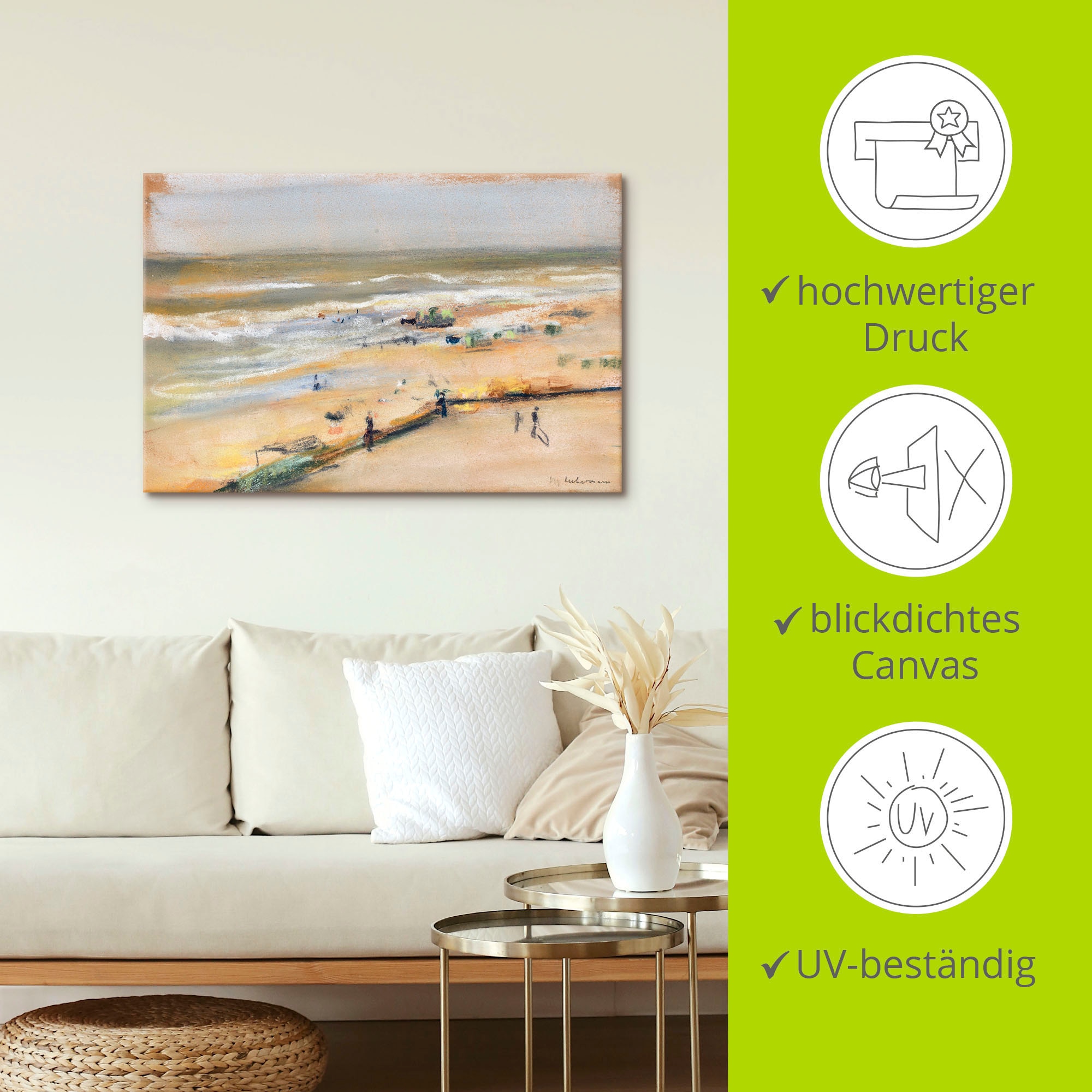 Artland Wandbild »Blick von der Düne aufs Meer, Nordwijk«, Strandbilder, (1 St.), als Leinwandbild in verschied. Grössen