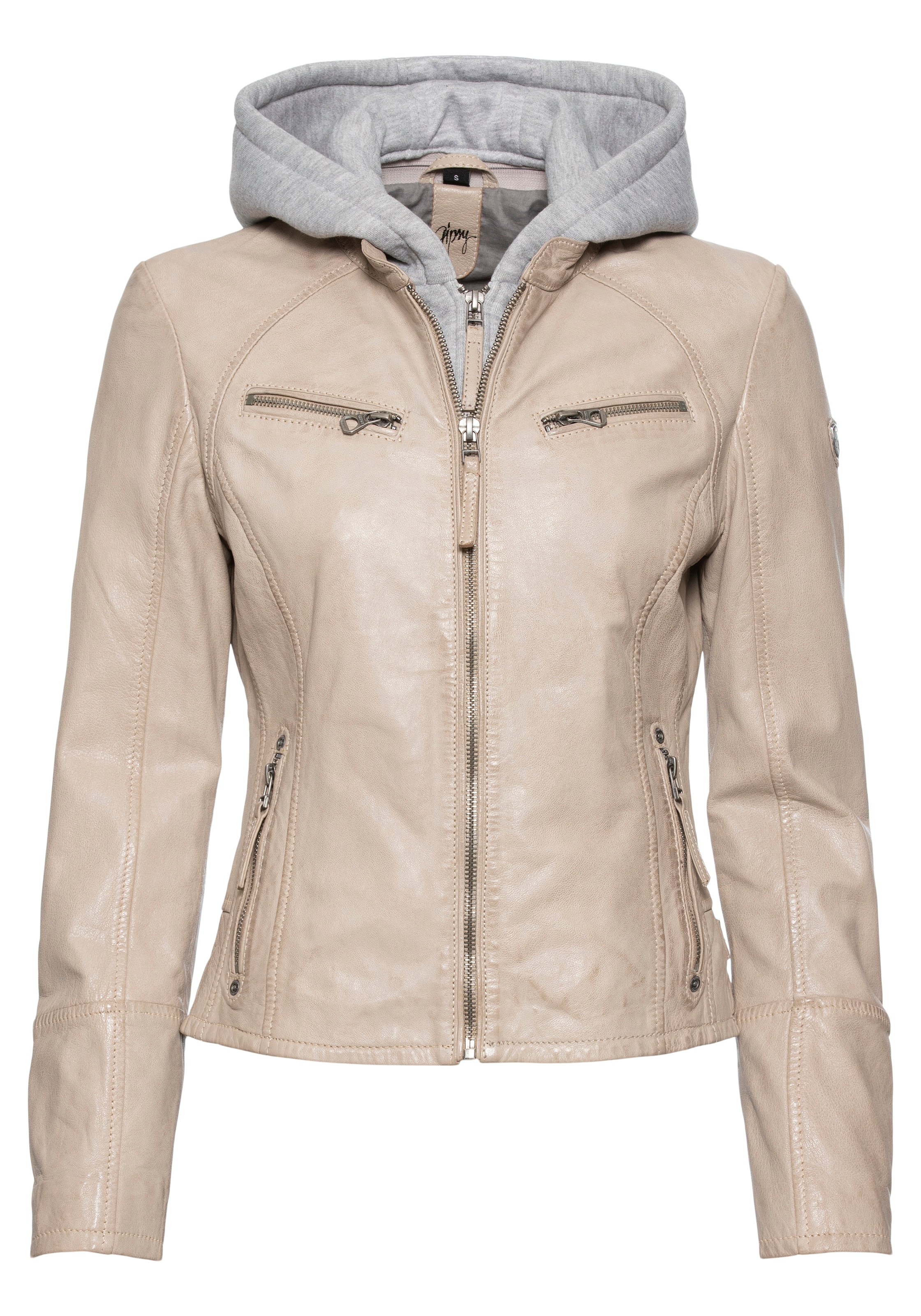 Mauritius Lederjacke »NOLA«, mit Kapuze, Two-in-One Style - mit abnehmbarer Jersey-Kapuze