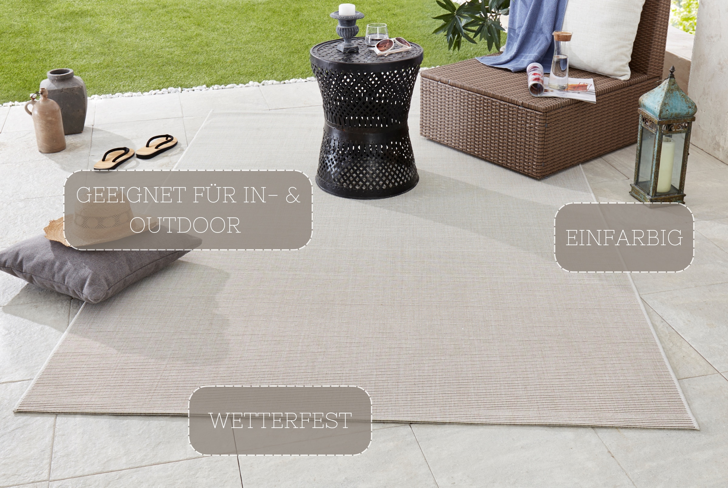 HANSE Home Teppich »Match« rechteckig 8 mm Höhe In-& Outdoor, Kurzflor, Läufer, Modern, Unifarben, Wohnzimmer, Balkon