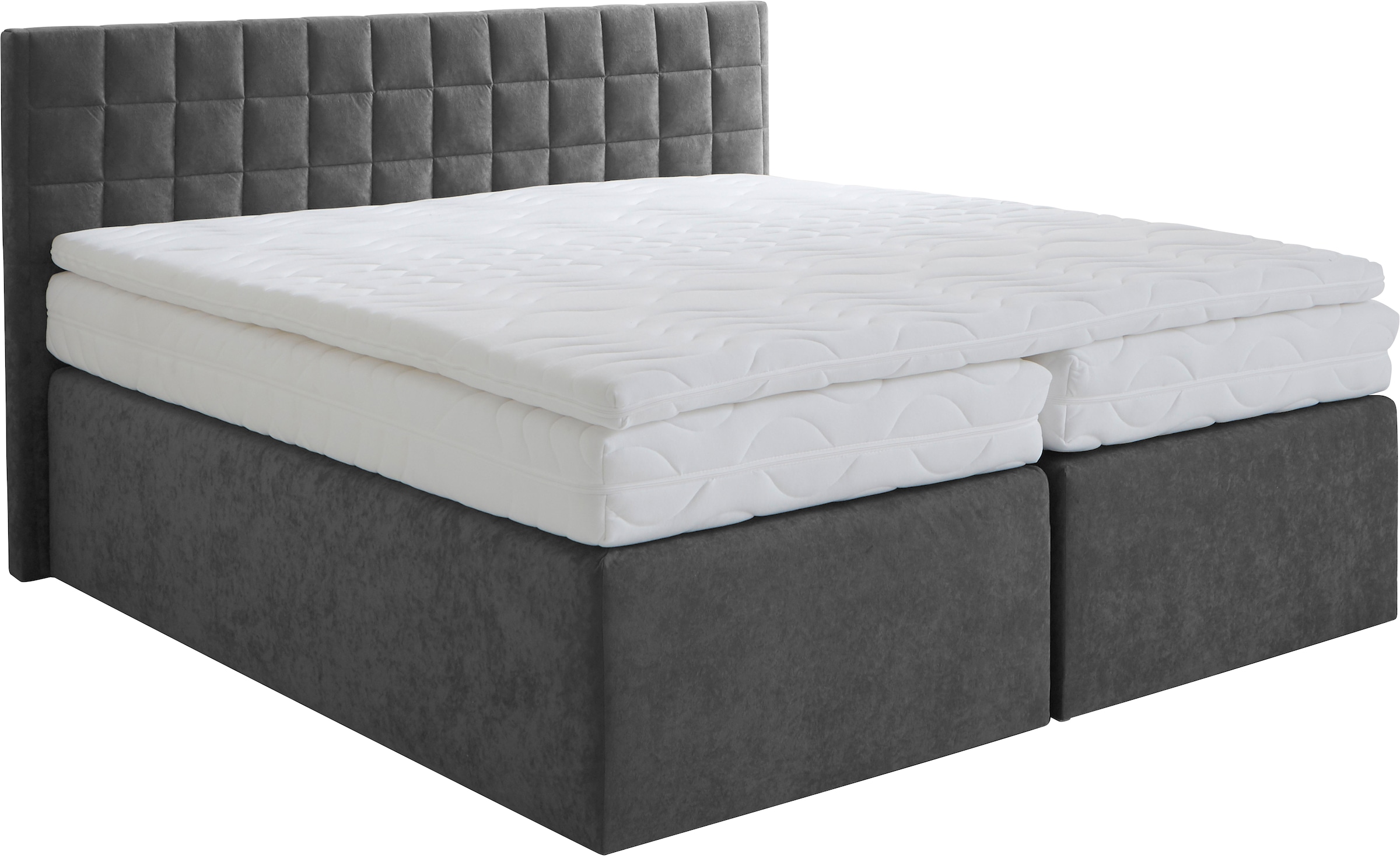 Westfalia Schlafkomfort Lit boxspring »Dublin, wahlweise mit Topper in verschiedenen Härtegraden erhältlich« mit schöner Kopfteilversteppung
