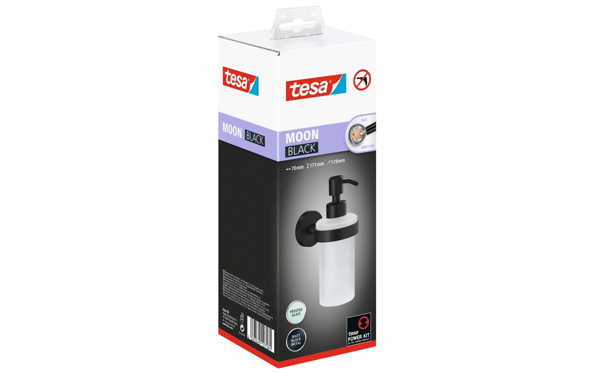 tesa Seifenspender »Moon Black, 200 ml, Schwarz«, (1 tlg.)