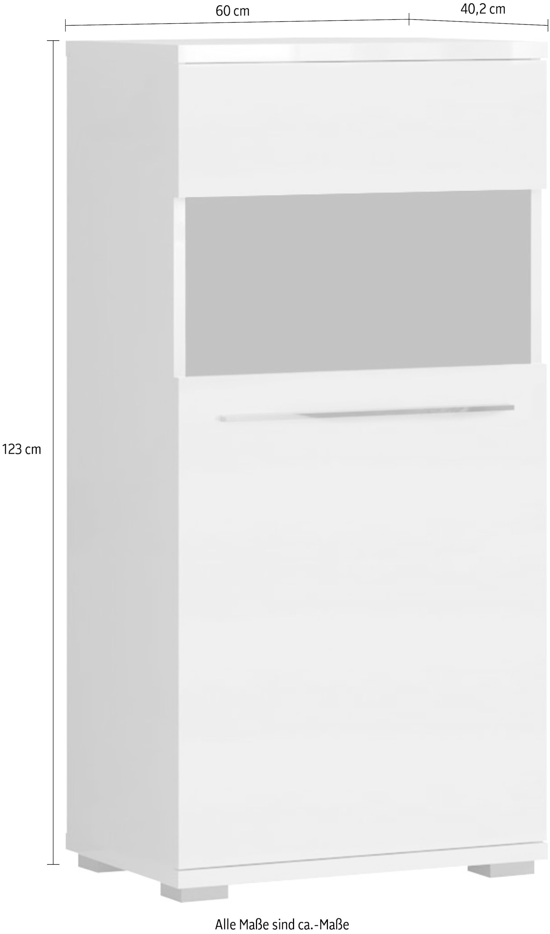 Places of Style Highboard »Piano Vitrine«, UV lackiert, Soft-Close Funktion