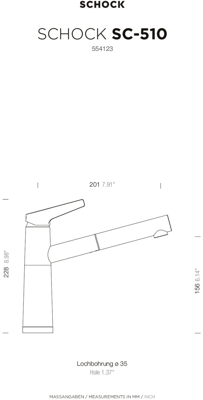 Schock Küchenarmatur »SC510« Niederdruck, ausziehbar, Rückflussverhinderer, Schwenkbereich 120°