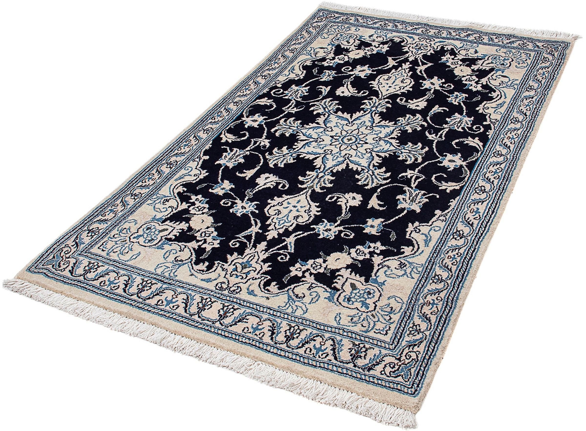 Image of morgenland Orientteppich »Perser - Nain - 153 x 92 cm - dunkelblau«, rechteckig, 10 mm Höhe, Wohnzimmer, Handgeknüpft, Einzelstück mit Zertifikat bei Ackermann Versand Schweiz