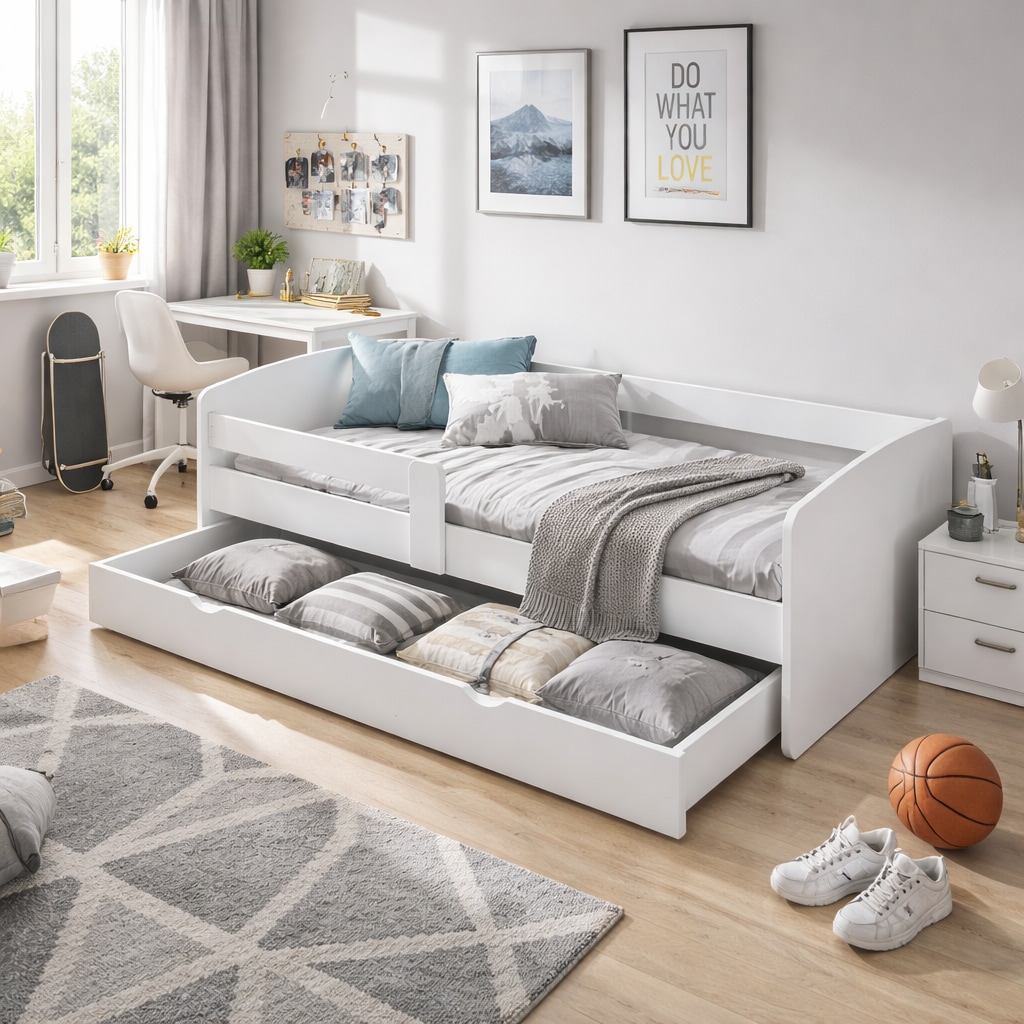 GOODproduct Stauraumbett »Cocolino, Daybett, Stauraumbett, Kinderbett, Einzelbett, Funktionsbett« mit Lattenrost, ausziehbarer Schublade, Liegefläche 90 x 200 cm