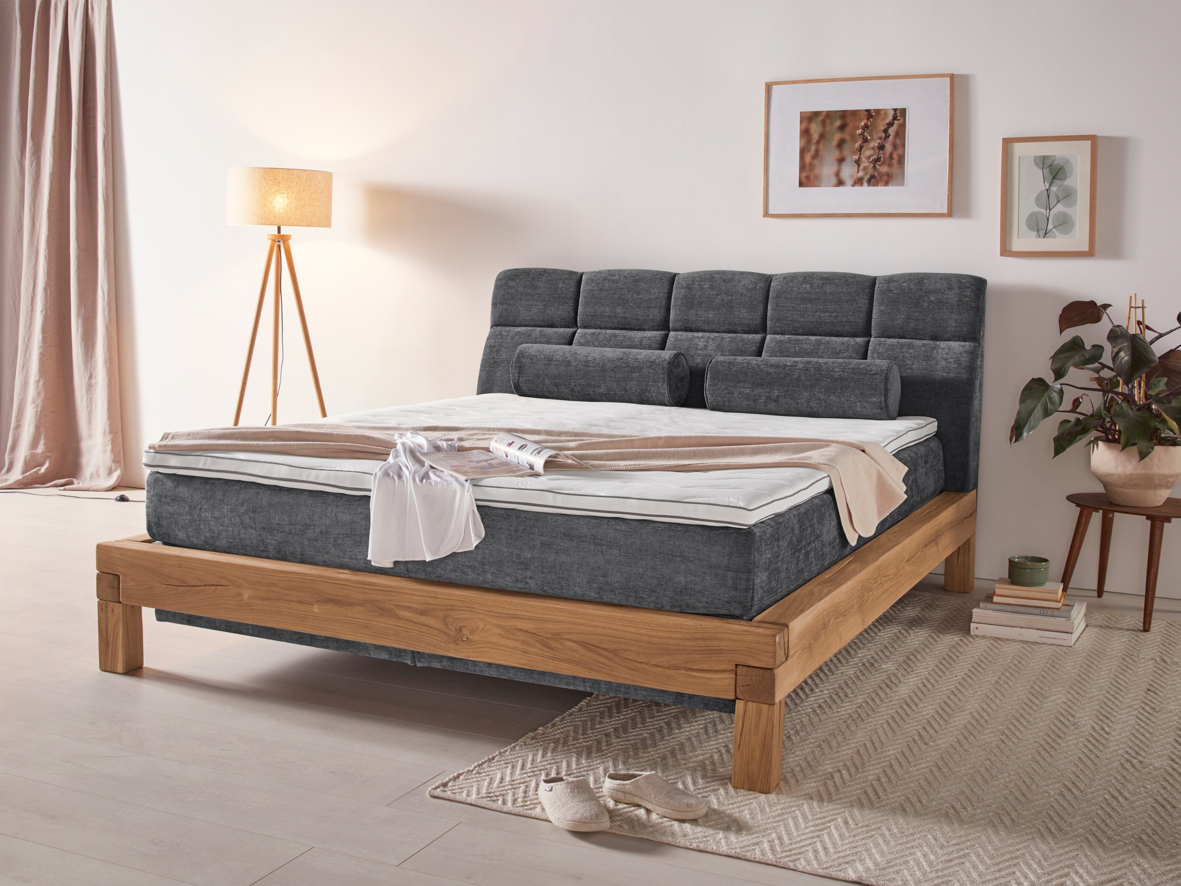 Home affaire Boxspringbett »Villads«, Liegefläche: 180/200 cm, Inside-Boxspring-Unterbau, recycelte Stoffe