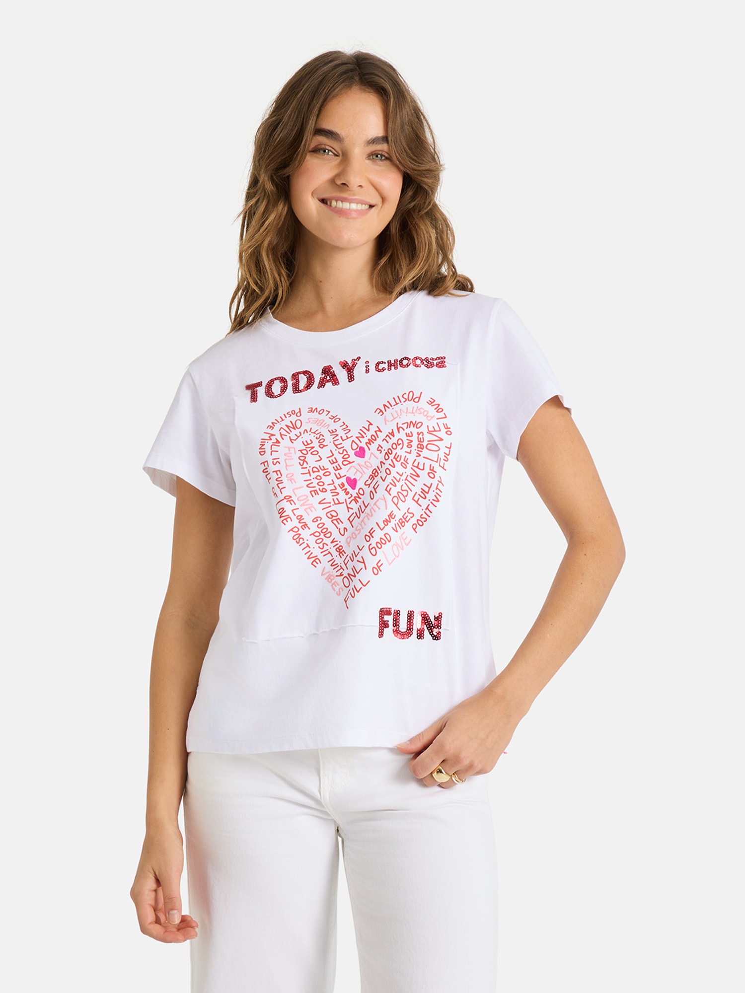 Image of Lieblingsstück T-Shirt "CleoL" mit Print & Paillettenbesatz vorn
