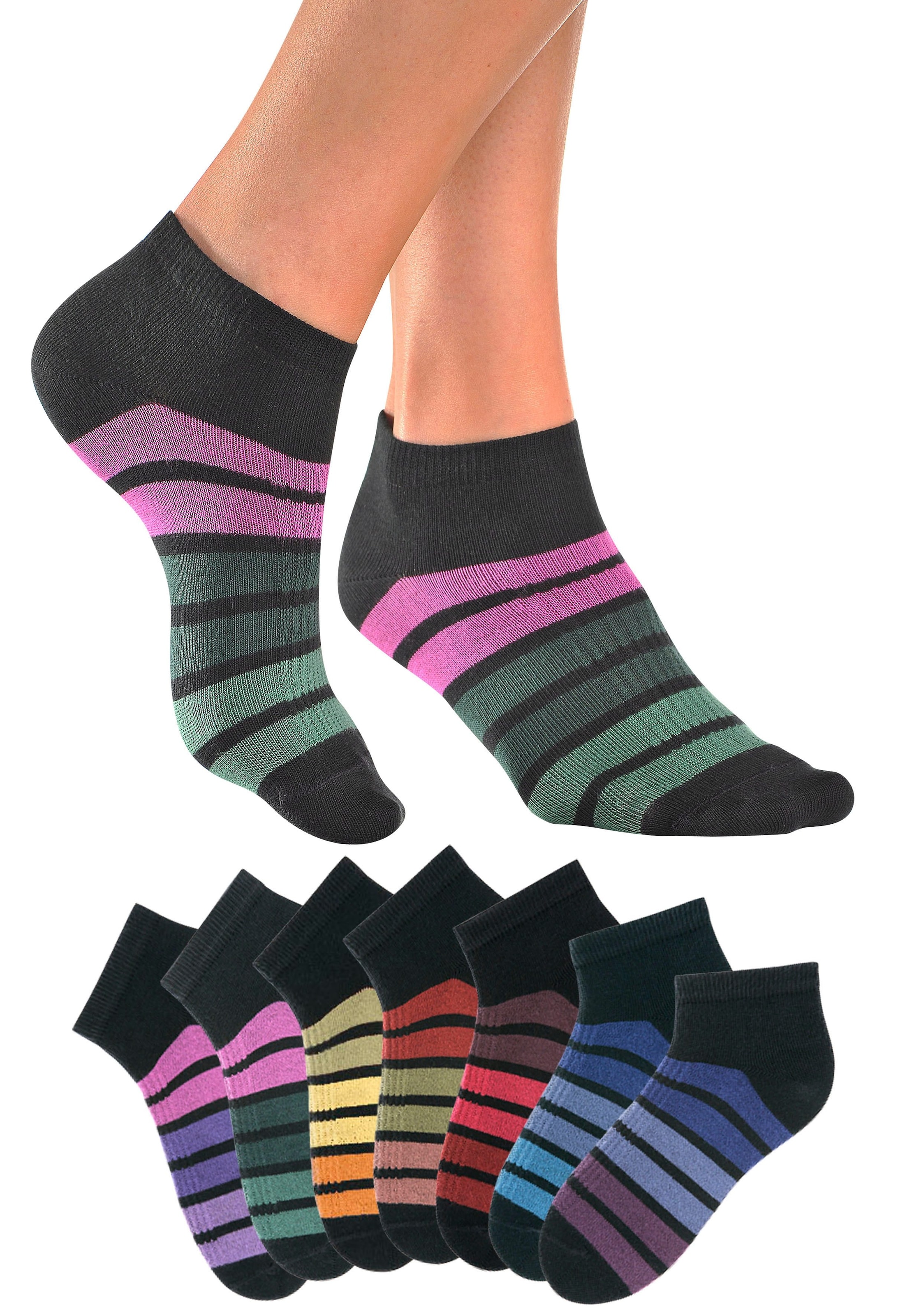 H.I.S Sneakersocken, (Packung, 7 Paar), mit bunten Ringeln