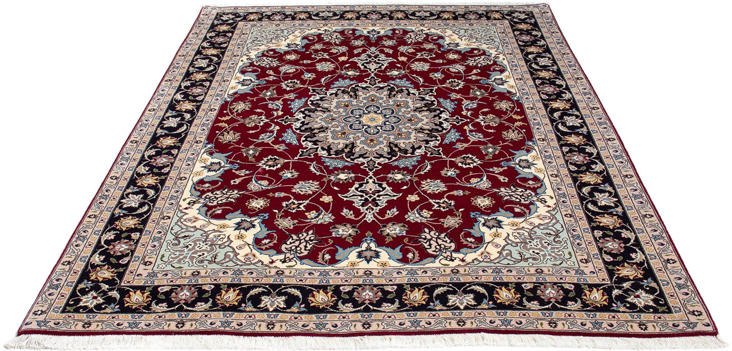 Image of morgenland Orientteppich »Perser - Täbriz - Royal - 207 x 155 cm - dunkelrot«, rechteckig, 7 mm Höhe, Wohnzimmer, Handgeknüpft, Einzelstück mit Zertifikat bei Ackermann Versand Schweiz