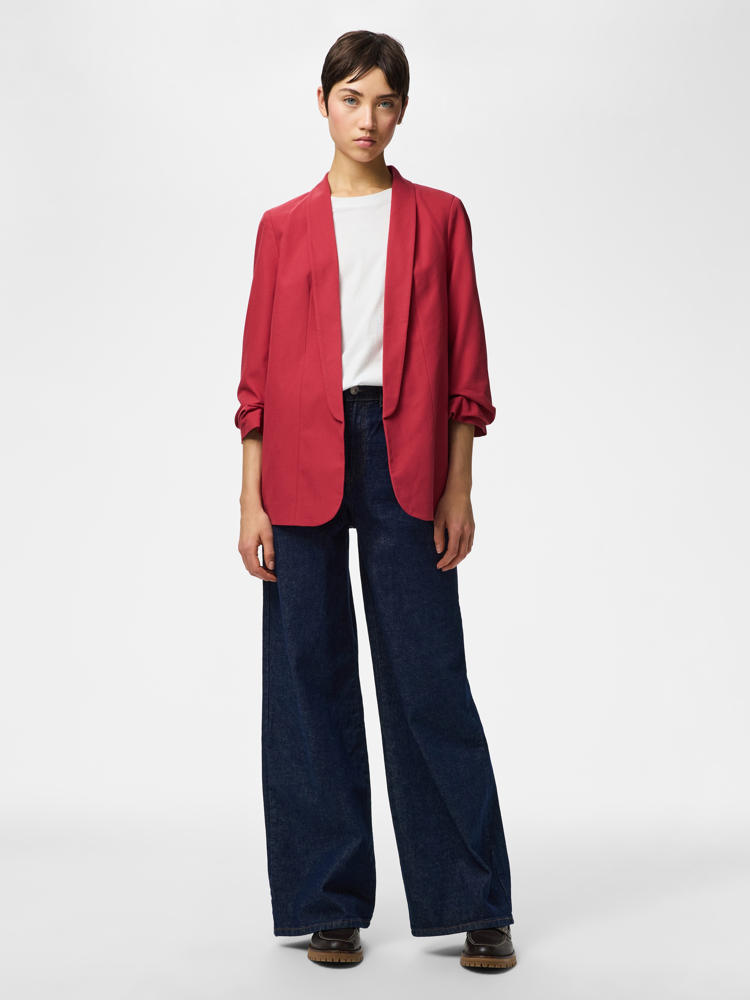 pieces Blazer chemisier »PCBOSELLA 3/4 BLAZER NOOS« Materialmix, regular fit