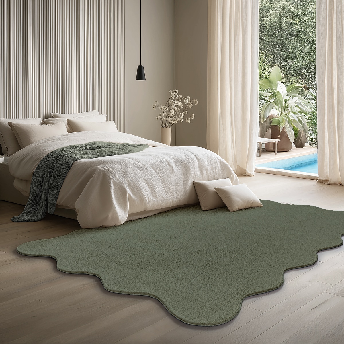 Image of the carpet Teppich "Relax Scallop kuschelig & Super Soft," wellenförmig Anti-Rutsch Unterseite, Waschbar bis 30 Grad, Felloptik