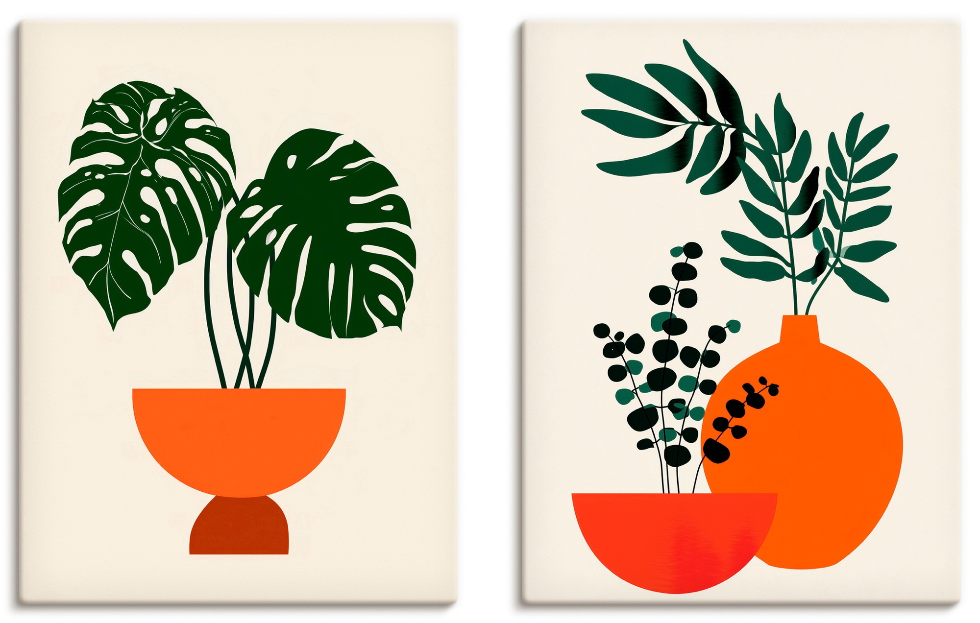 Image of GOODproduct Wandbild "Topfpflanze & Vase" Pflanzenbilder 2 Stk. tlg. als Poster oder Leinwandbilder Set