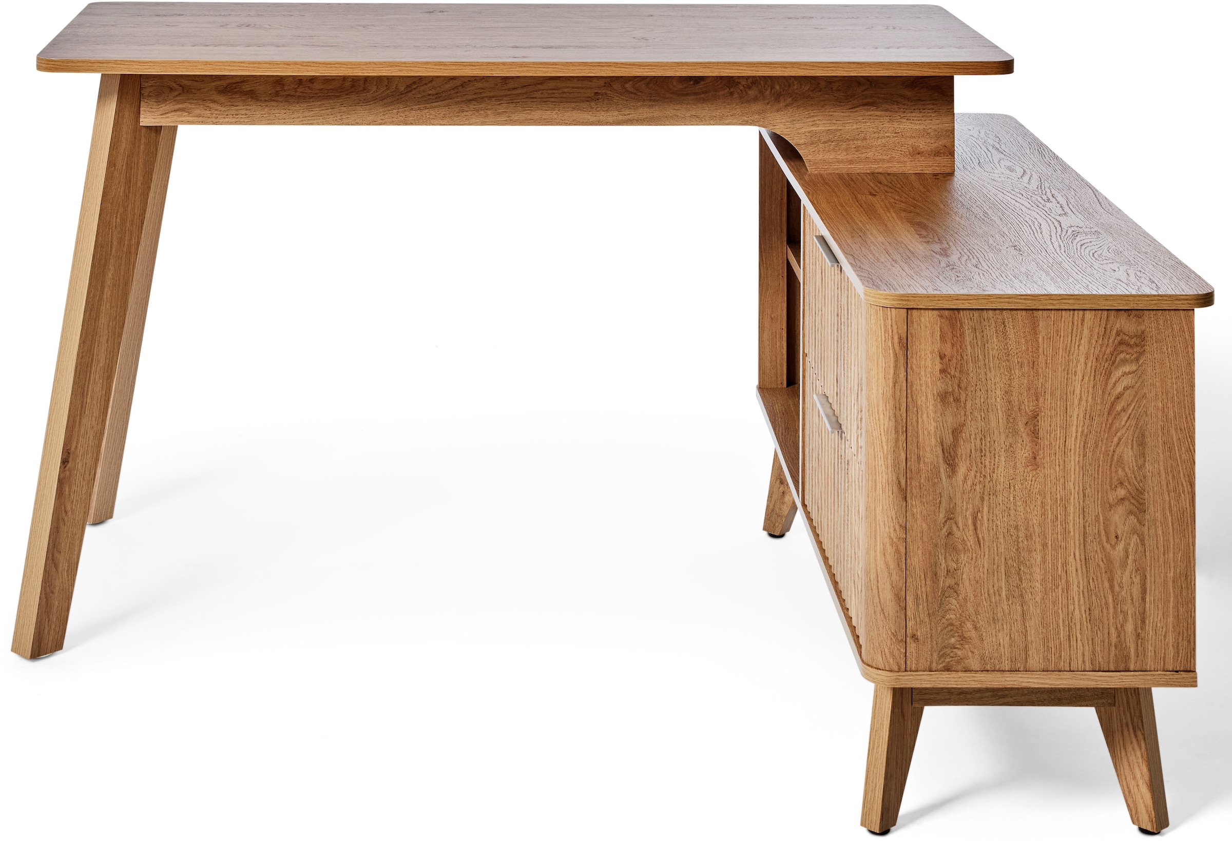 Jahnke Eckschreibtisch »WAVE C 150 E« 1 Stk. tlg. Eckschreibtisch, Fronten in Wellendesign, wechselseitig montierbar