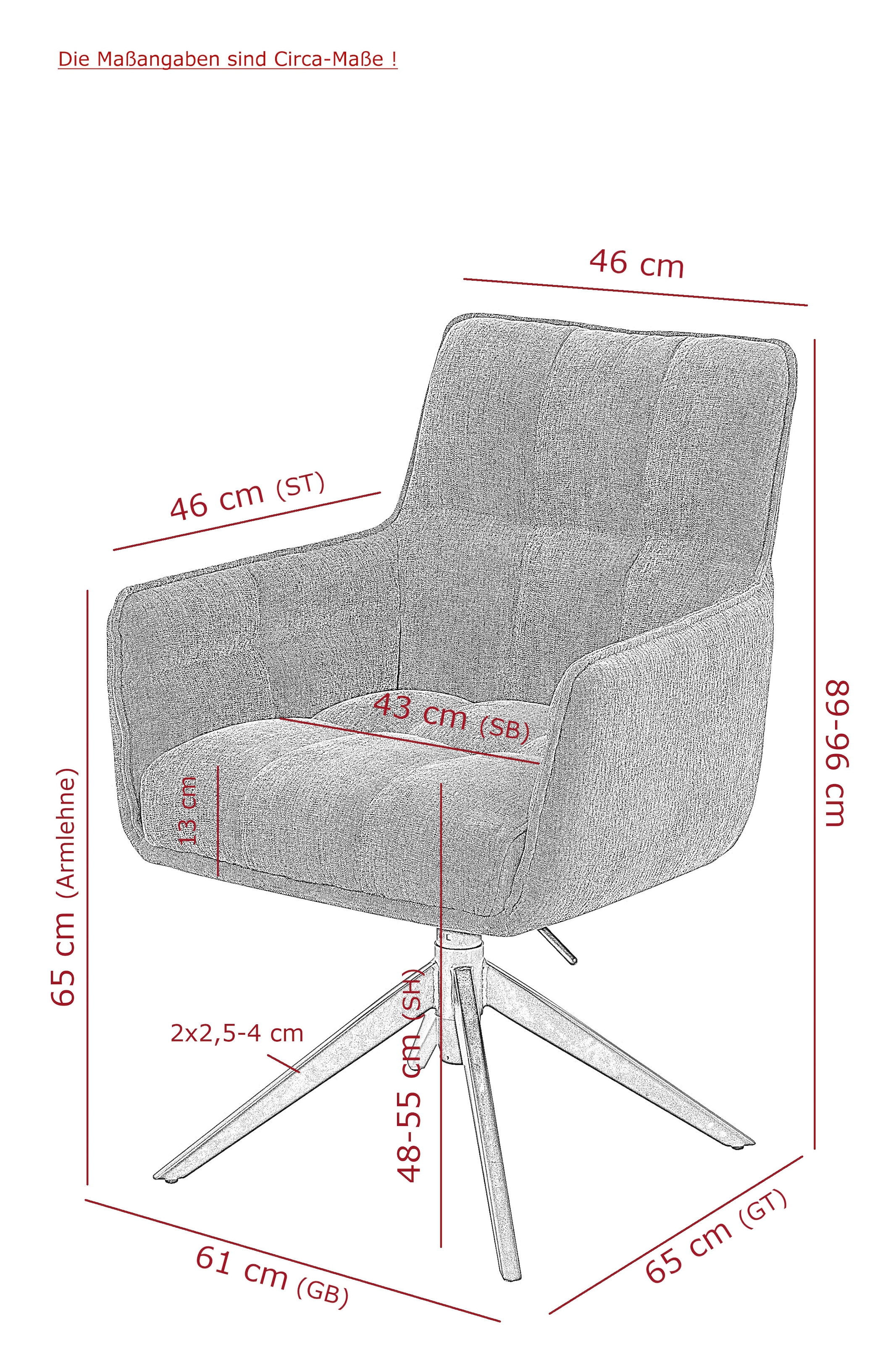 HELA Drehstuhl »POMBA« () 1 Stk.360° drehbar, höhenverstellbar, Federkorb, Armlehnen, 140kg belastbar