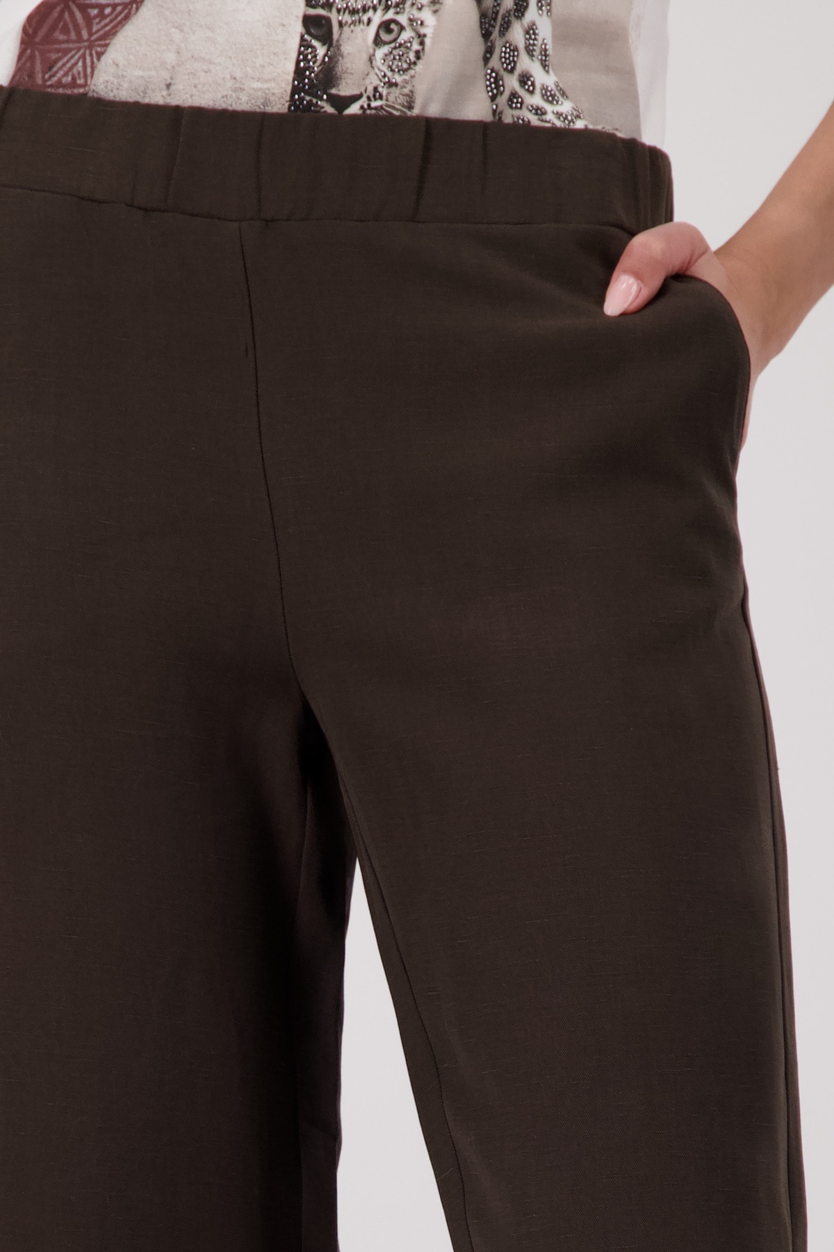 Monari 7/8-Hose »Hose Sarah Basic Leinen«  Regular fit mit elastischem Bund