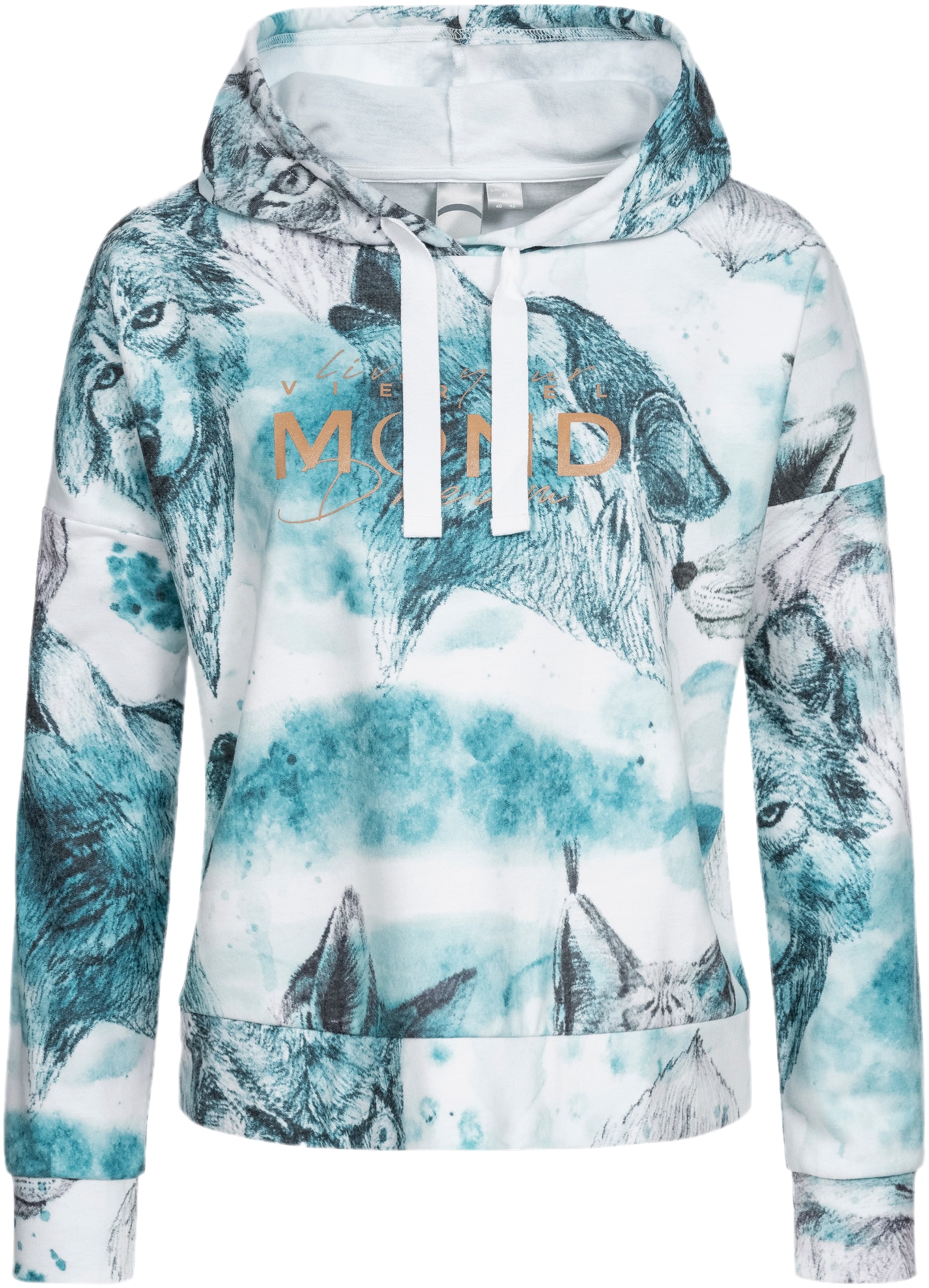 Image of LPO Kapuzensweatshirt "SWEAT GILFORD AOP WOMEN", mit Kontrastdetails
