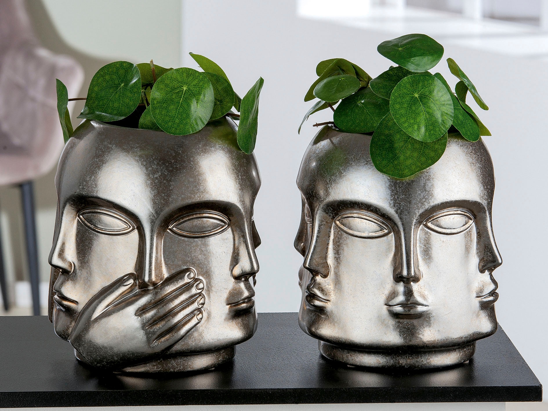 Casablanca by Gilde Vase de table »Ponto, nichts sehen, hören, reden, Höhe ca. 23 cm« dekorative Vase aus Keramik, Blumenvase