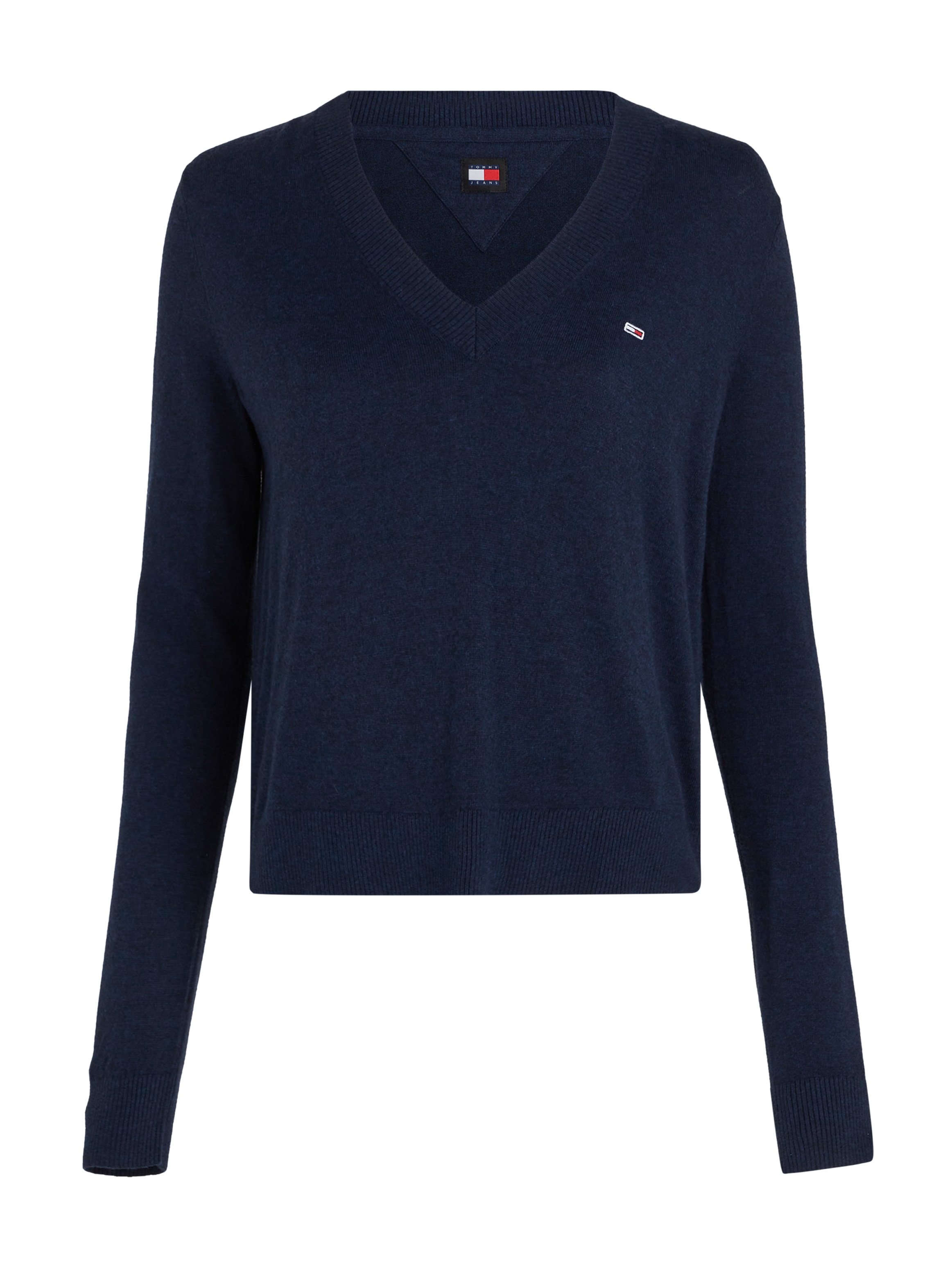 Tommy Jeans Strickpullover »TJW ESSENTIAL VNECK SWEATER EXT«, mit Logostickerei