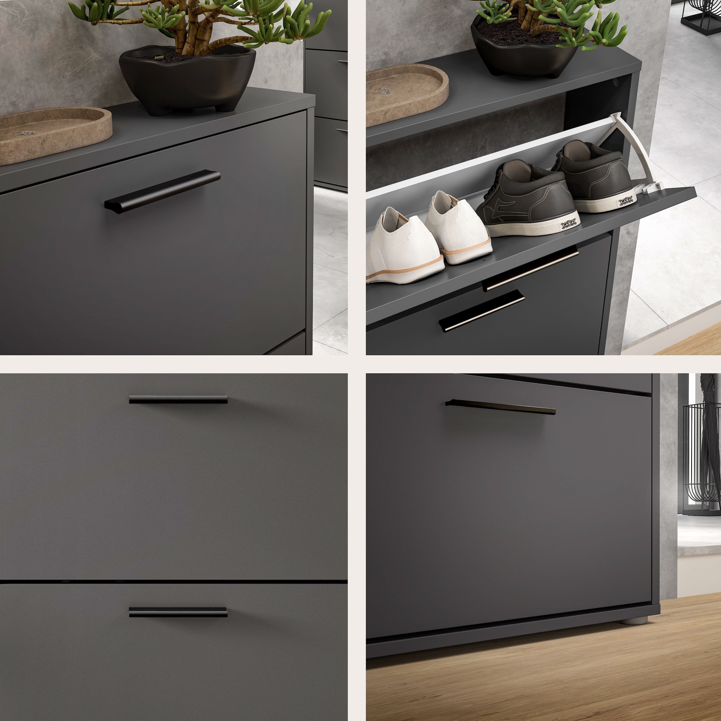 HBZ Commode à chaussures »Sam Schuhkipper, Schuhschrank BxHxT 59x169x17 cm« 1 cuis tlg. mit 5 Klappen