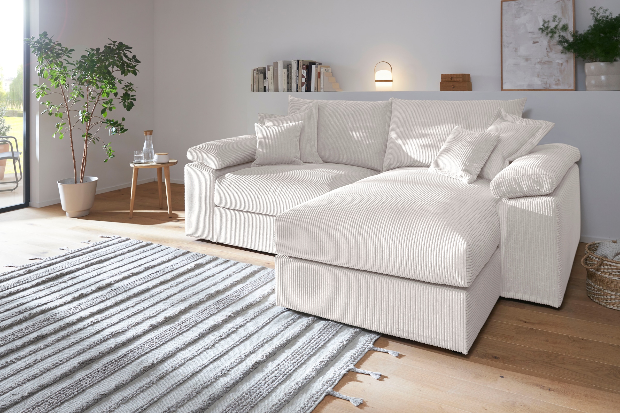 Home affaire Ecksofa »Soft&Cosy XL L-Form, B: 246 cm - OTTO. Verlässliche Qualität.« Mega-Sofa, Cord oder Chenille-Struktur, mit Federkern & 4 Zierkissen