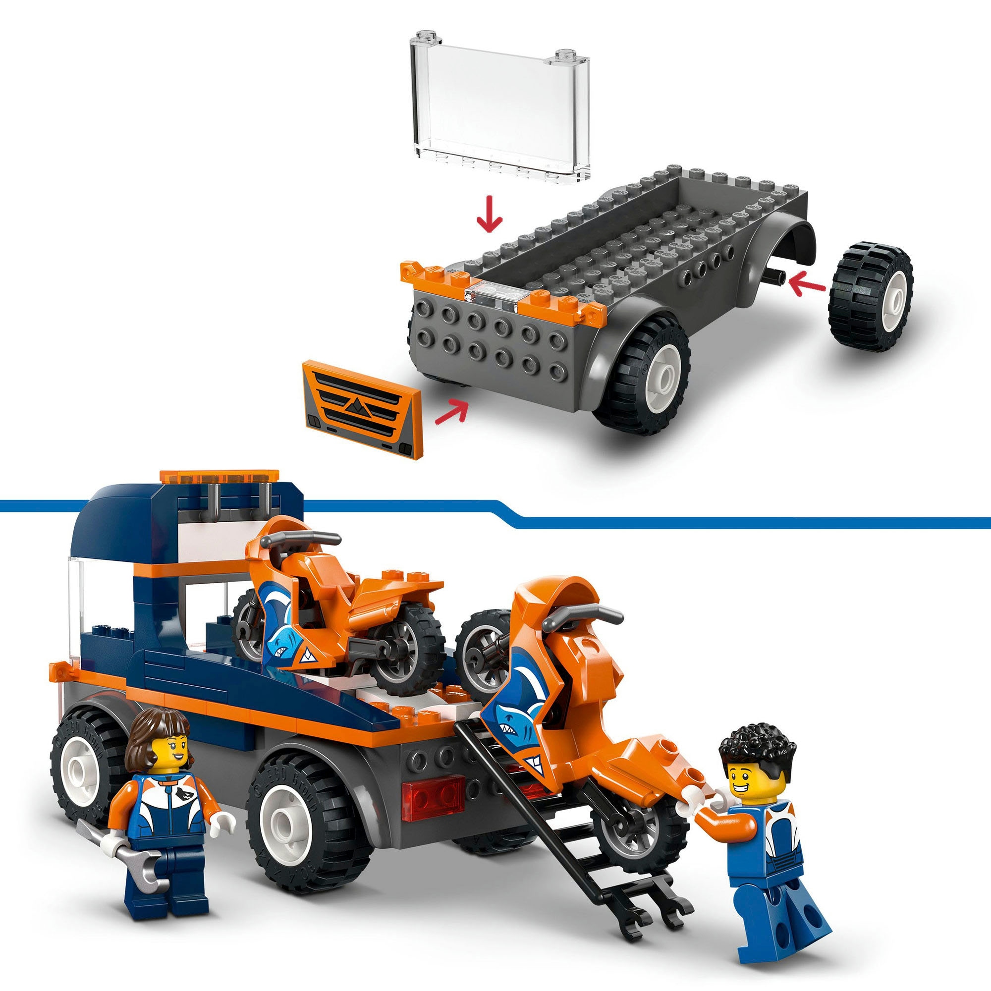 LEGO® Konstruktionsspielsteine »Motorradtransporter (60491), LEGO City« Made in Europe
