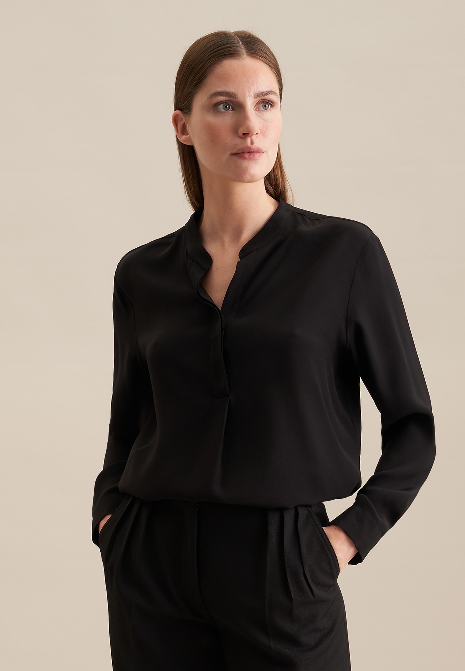 Image of seidensticker Klassische Bluse "Schwarze Rose" 1/1 V-Neck Uni