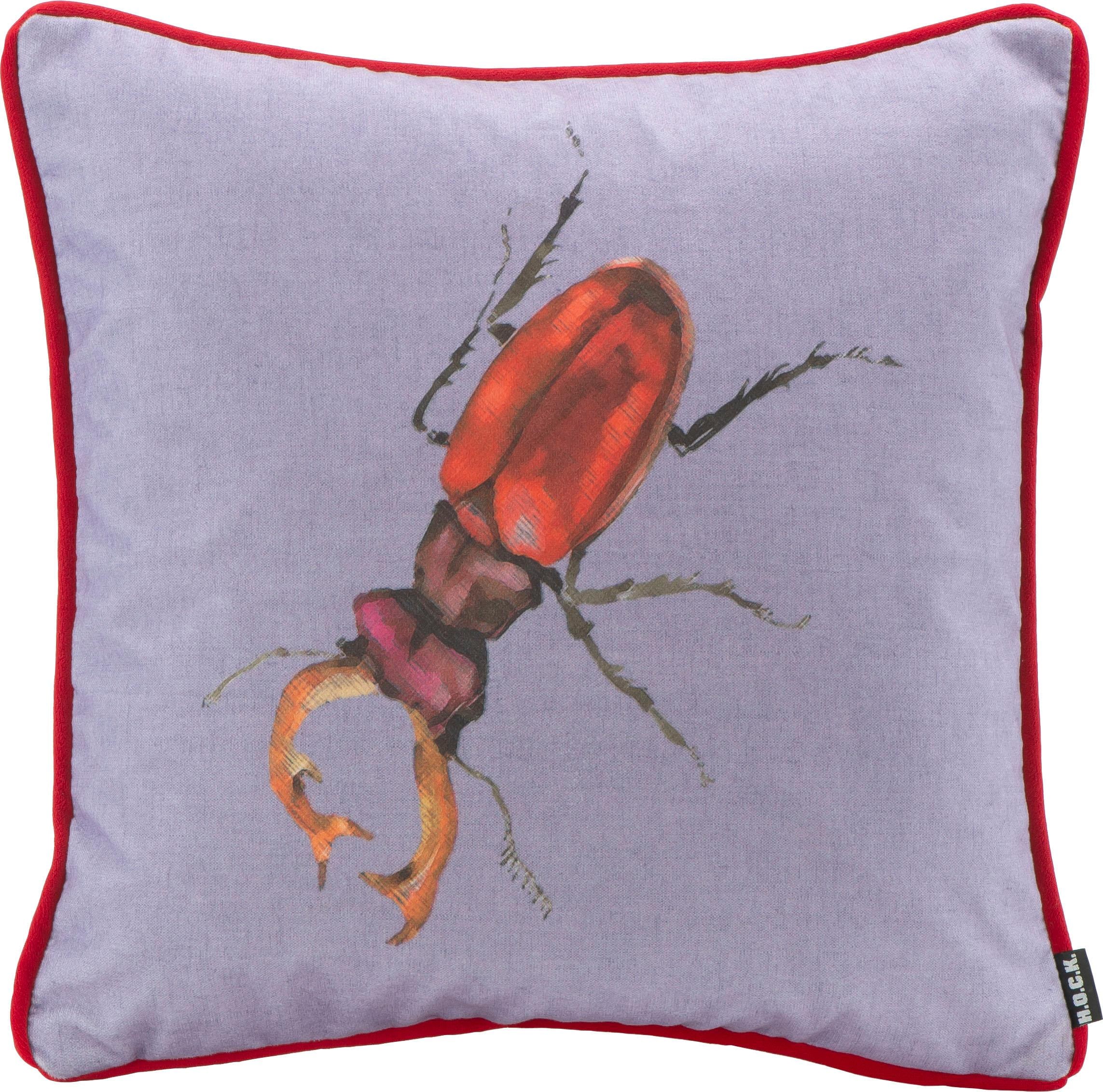 Image of H.O.C.K. Dekokissen "Hirschkäfer" changierender Samt, Kissenhülle mit Füllung, 1 Stück