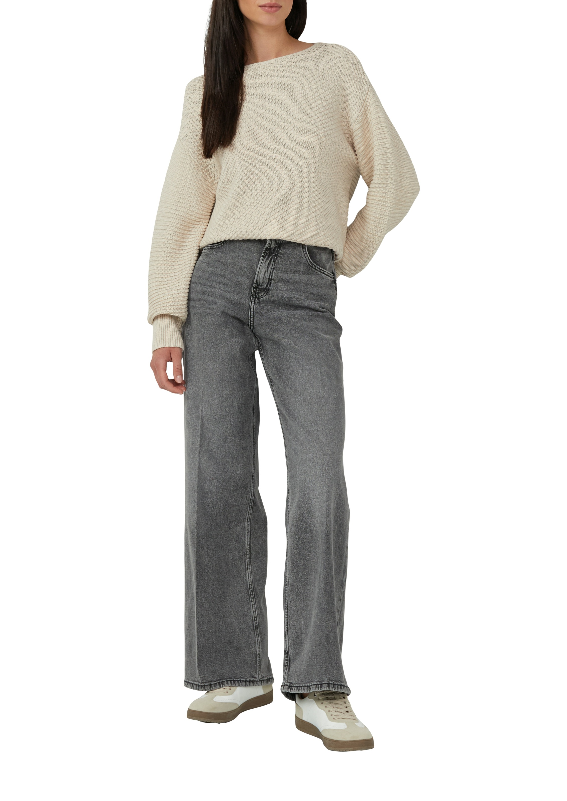 s.Oliver Pull en tricot mit Strick-Muster und Rundhals