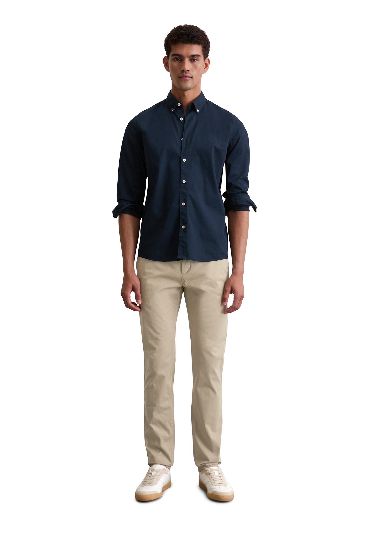 Marc O'Polo Langarmhemd, regular fit aus Bio-Baumwolle, Button-down-Kragen, mit Struktur