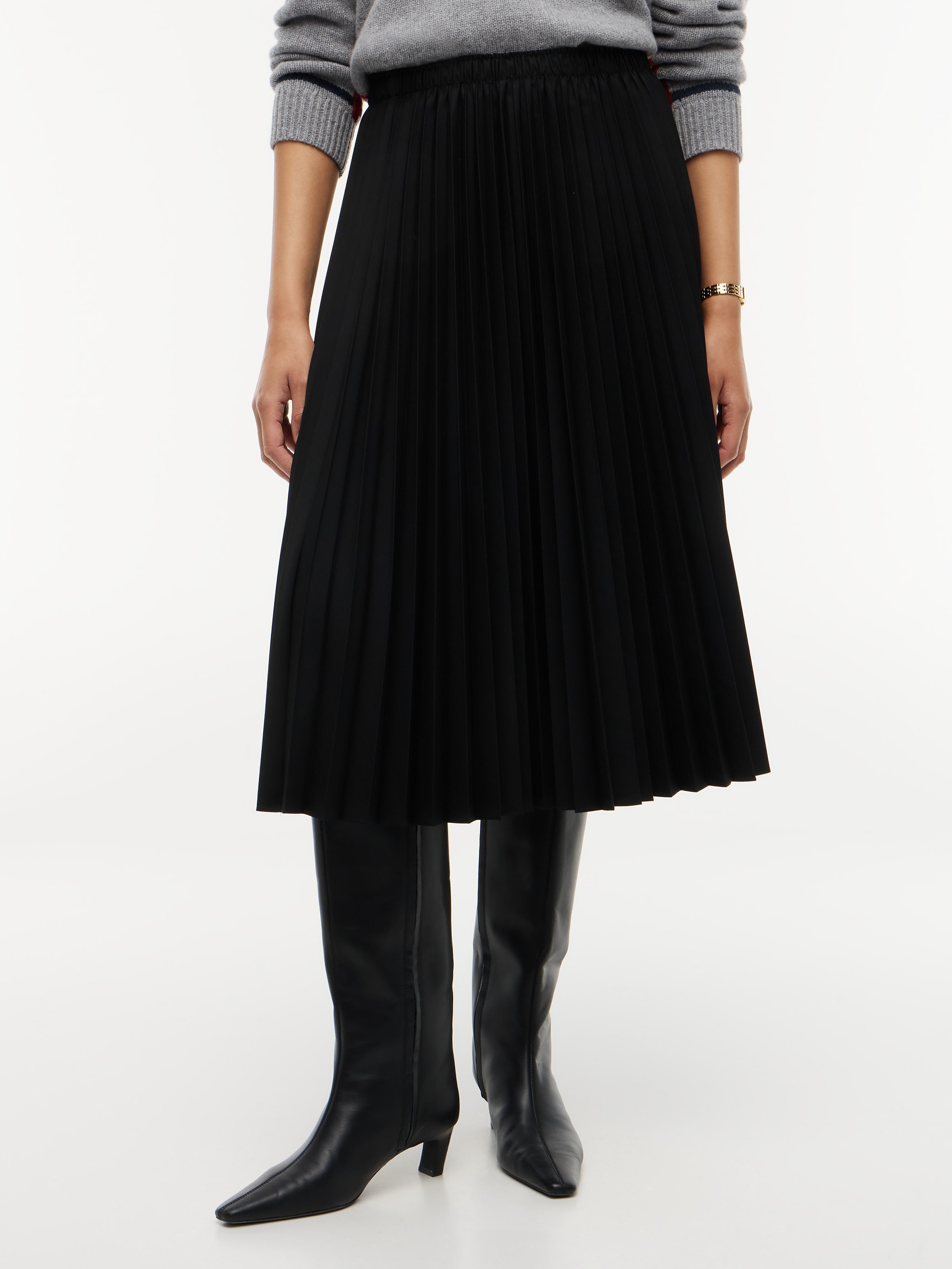 Image of Tommy Hilfiger Plisseerock "VISCOSE ELASTIC PLEAT MIDI SKIRT" Materialmix, Plissee Falten