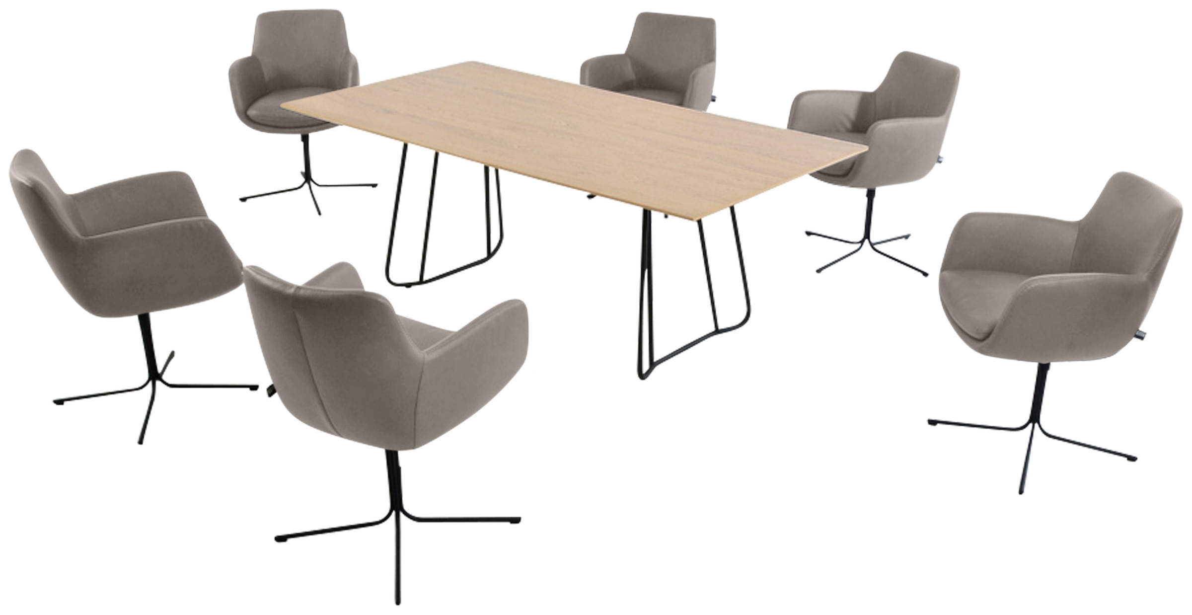 K+W Komfort & Wohnen Esszimmerstuhl "Pego Drehstuhl" () filigranem 4-Fuß-Gestell in schwarz