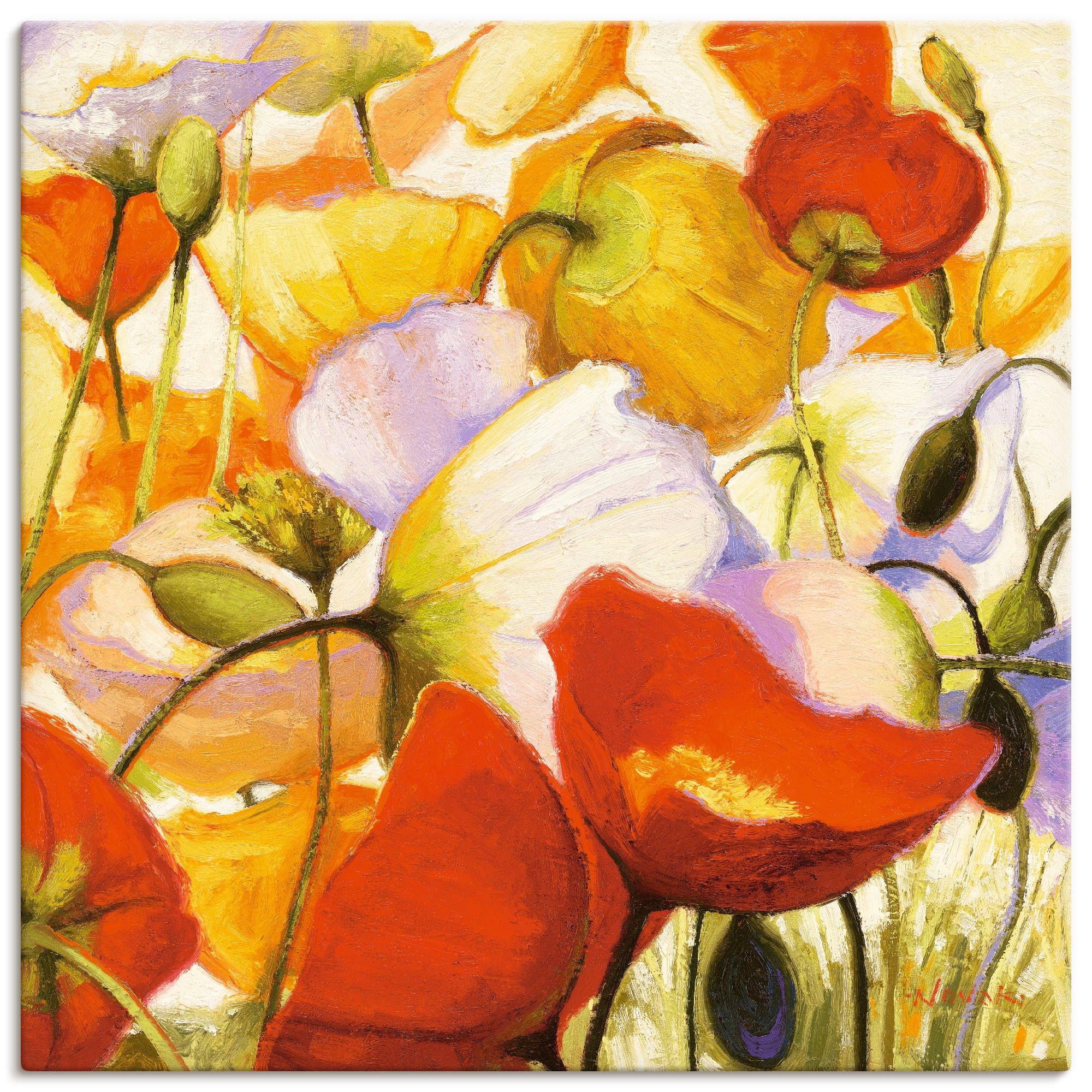Image of Artland Leinwandbild "Mohnblumen aus der Nähe" Blumen 1 Stk. tlg. auf Holzrahmen gespannt