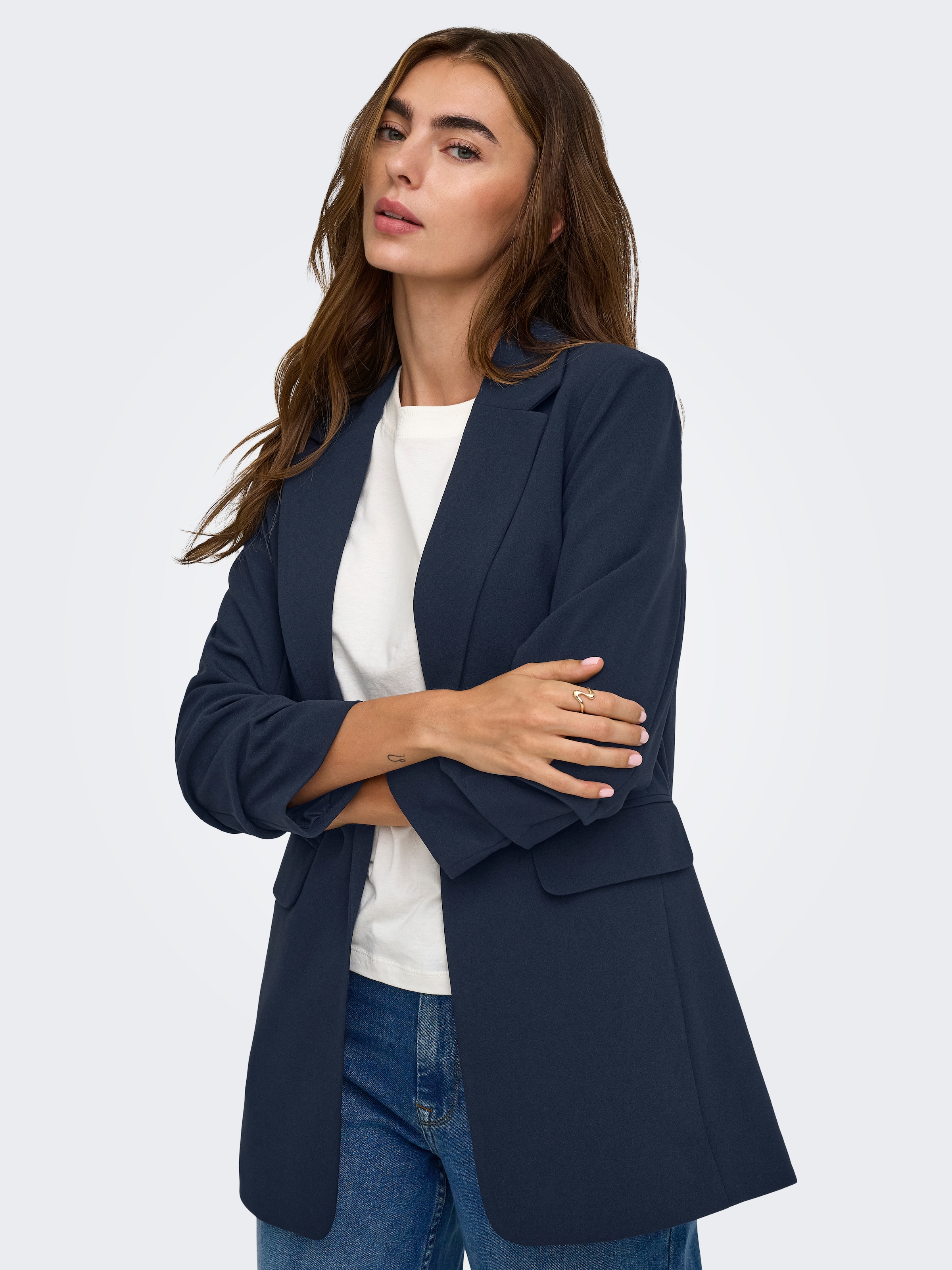 Image of ONLY Longblazer "ONLKALINA 3/4 OPEN BLAZER CC TLR" Materialmix, loose fit