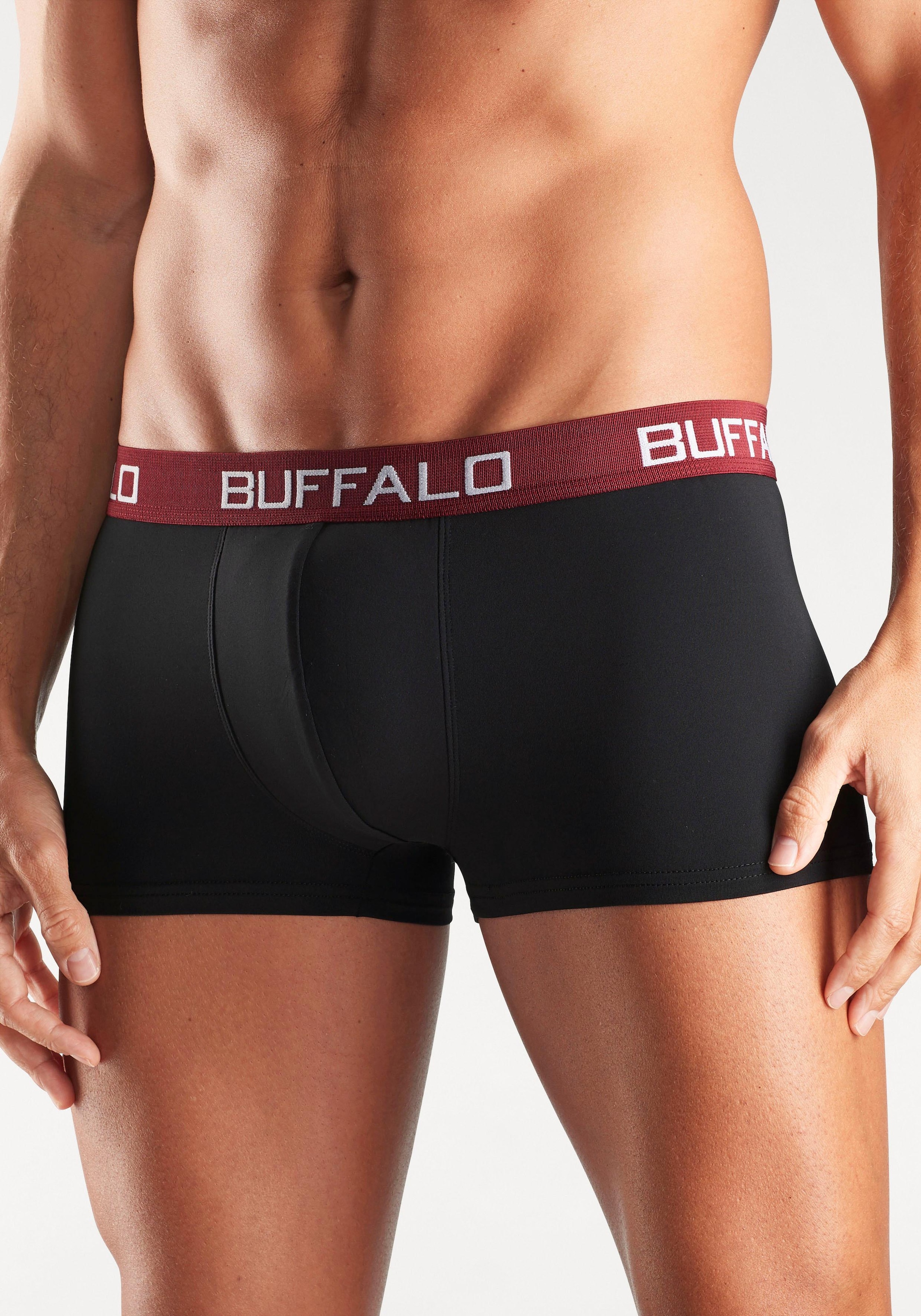 Buffalo Boxershorts, (Packung, 4 St.), in Hipster-Form mit Kontrastbund