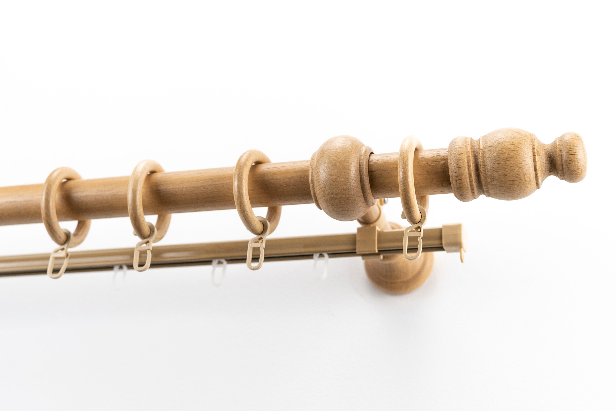 Image of GARESA Gardinenstange »NOVA«, 2 läufig-läufig, Wunschmasslänge, Vorhanggarnitur Holz, einfache Montage, m. Stangenverbinder verlängerbar, Wandmontage,mit Ringe/2 Lauf Gleiter bei Ackermann Versand Schweiz