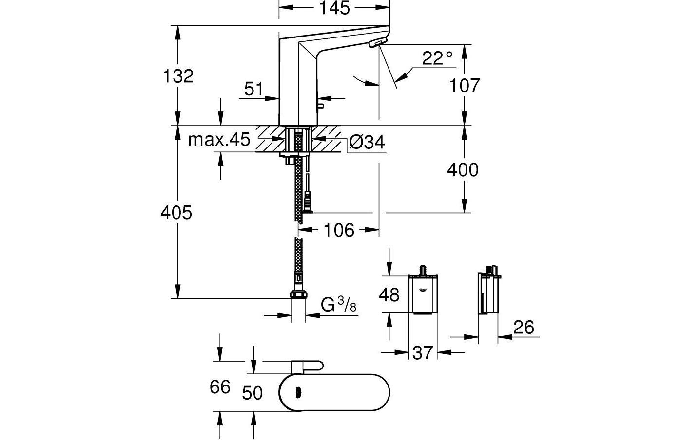Grohe Waschtischarmatur »mit Infrarot-Elektronik Get E«