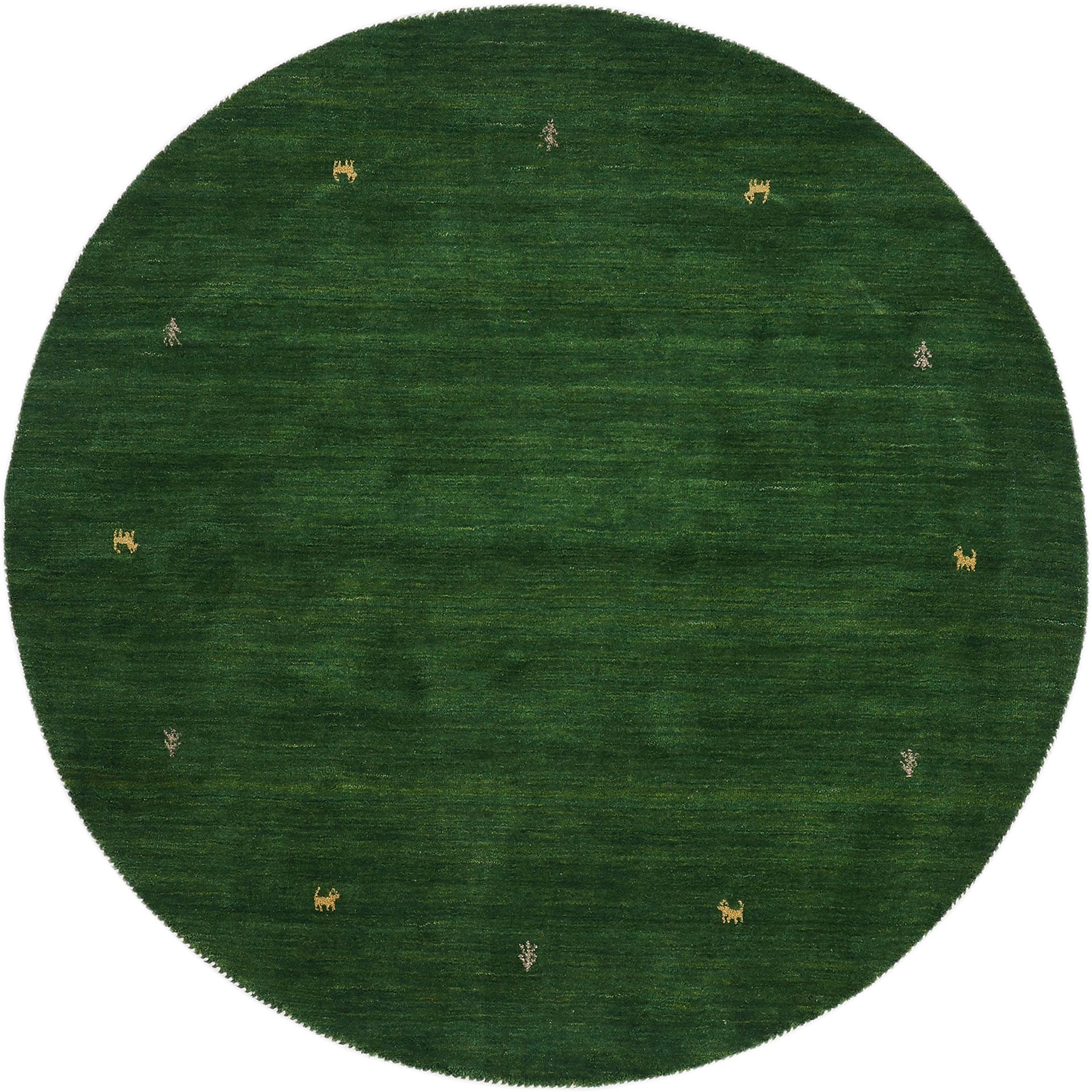 Image of carpetfine Wollteppich "Gabbeh Uni" rund 15 mm Höhe reine Wolle handgewebt, Gabbeh Tiermotiv warmes Raumklima viele Grössen